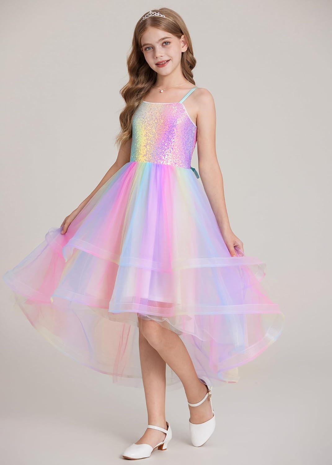 image:imageGRACE KARIN Girls Party Formal Christmas Dance Birthday Sequin Dresses 716Rainbow