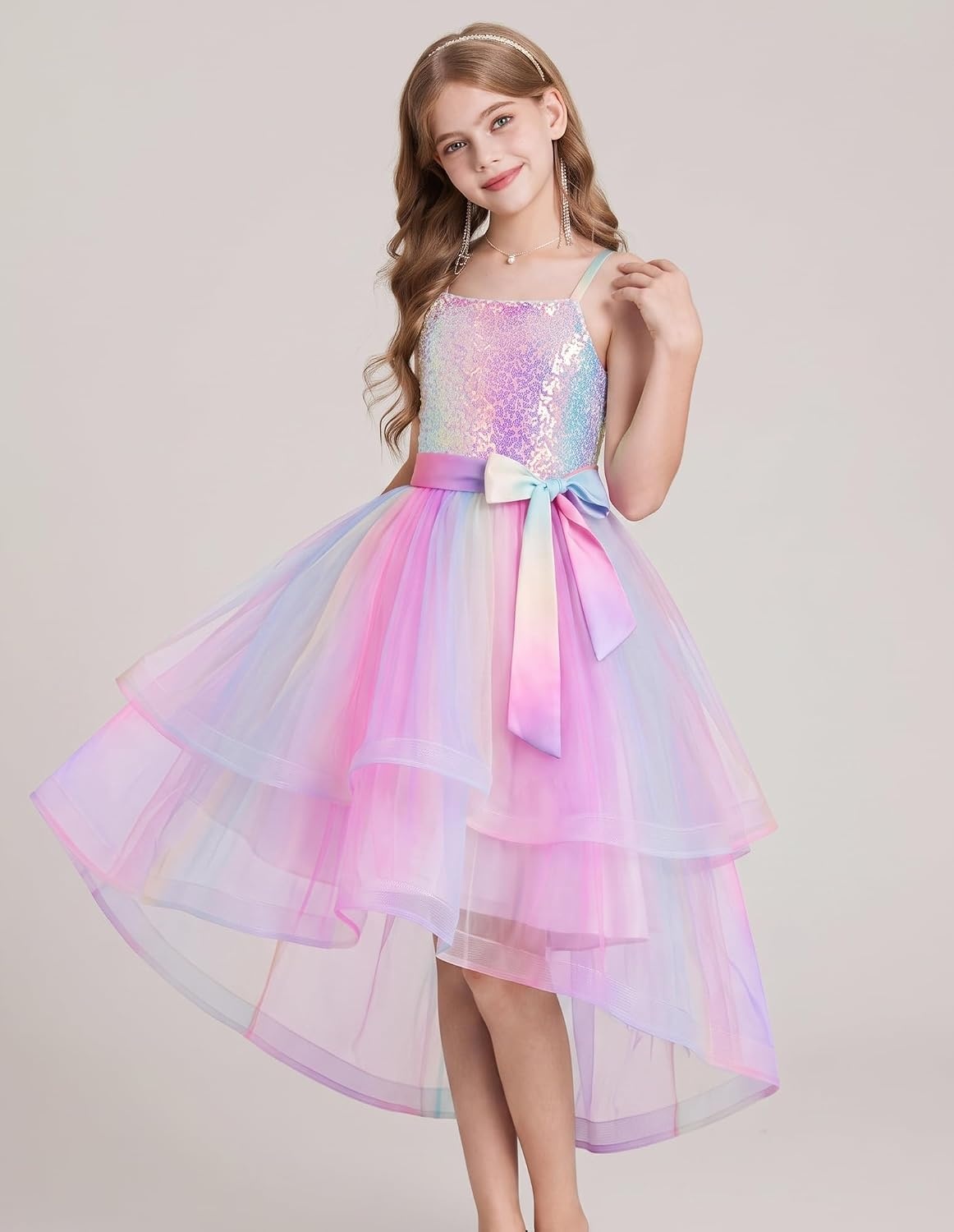 image:imageGRACE KARIN Girls Party Formal Christmas Dance Birthday Sequin Dresses 716Rainbow