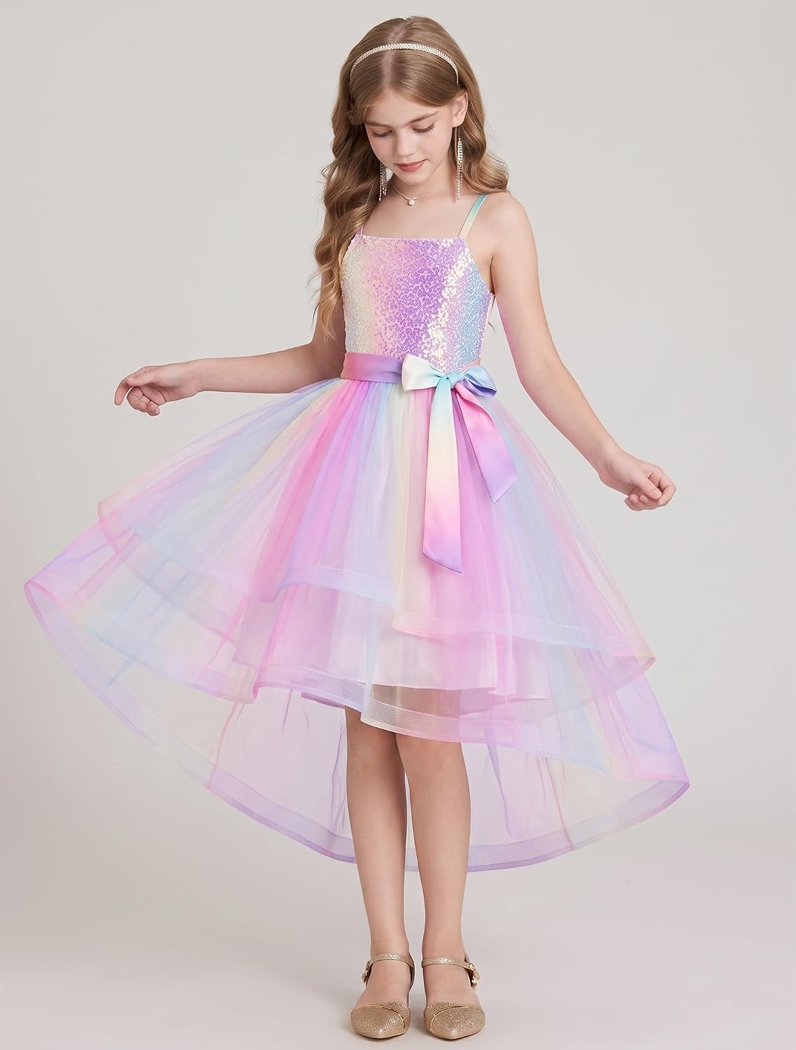 image:imageGRACE KARIN Girls Party Formal Christmas Dance Birthday Sequin Dresses 716Rainbow