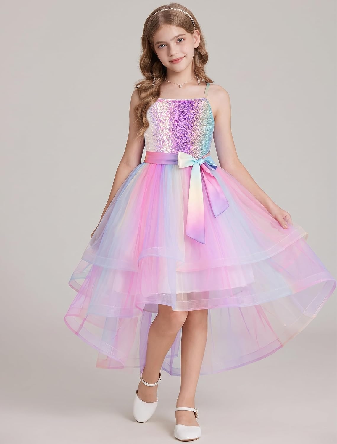 image:imageGRACE KARIN Girls Party Formal Christmas Dance Birthday Sequin Dresses 716Rainbow