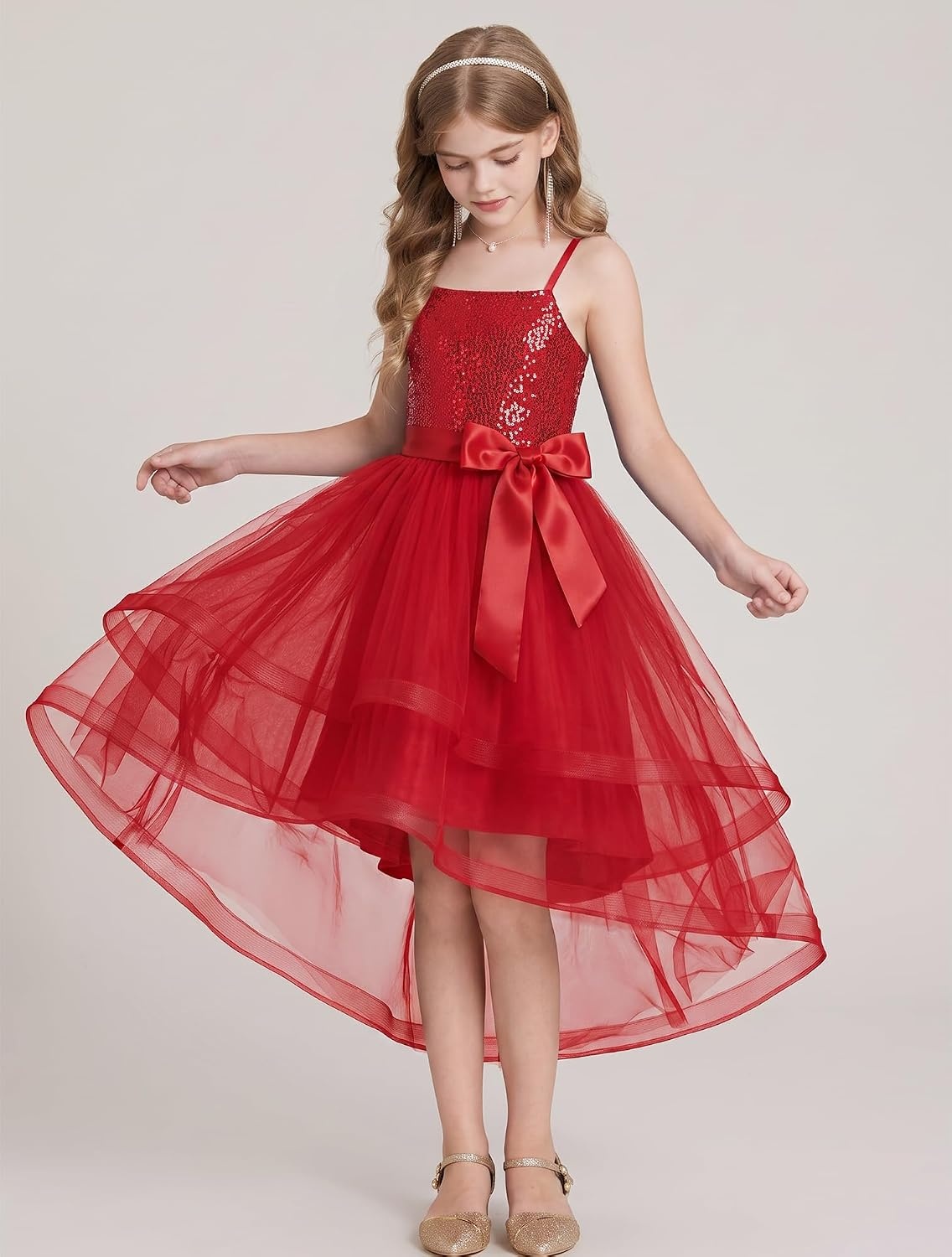 image:imageGRACE KARIN Girls Party Formal Christmas Dance Birthday Sequin Dresses 716Red