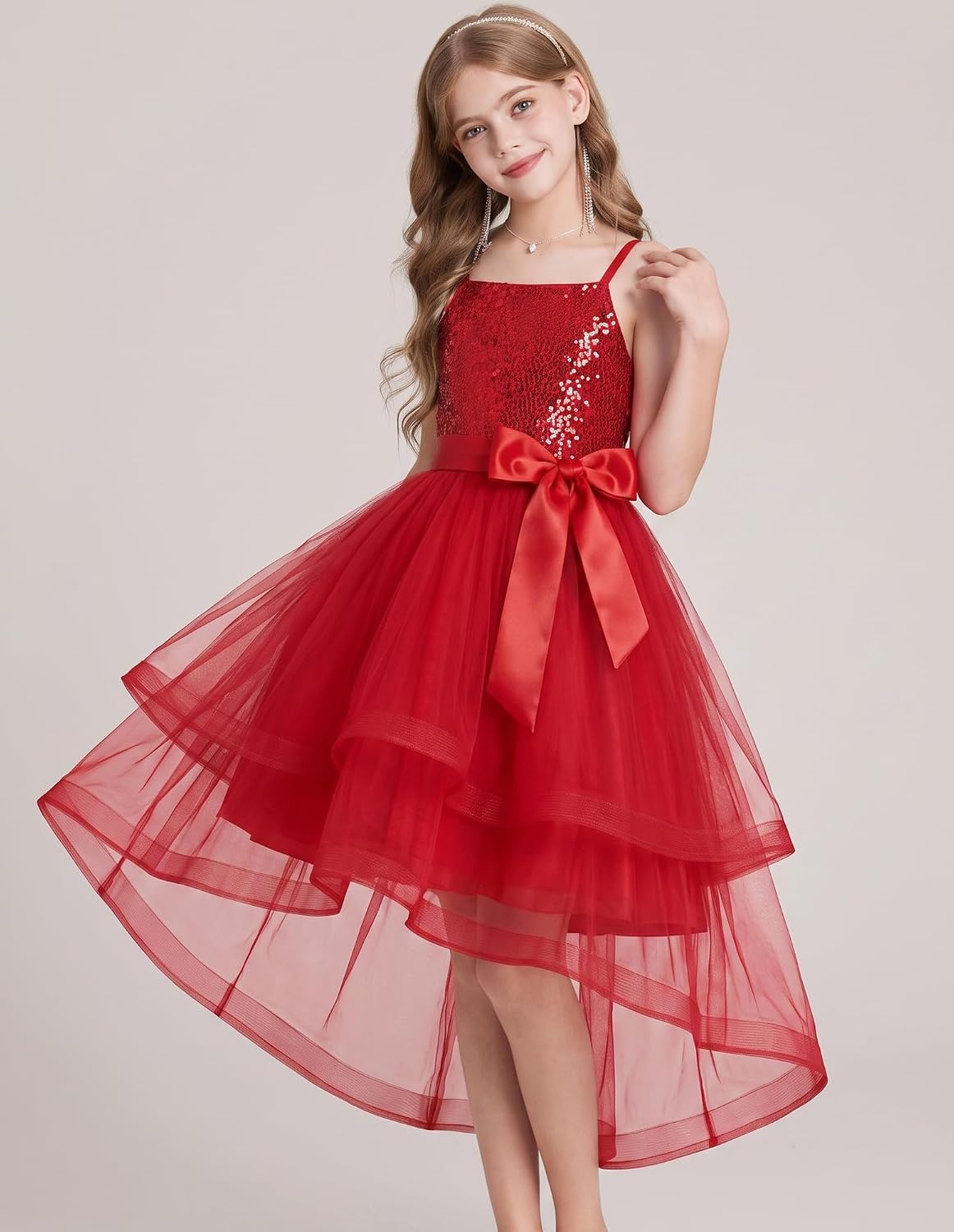 image:imageGRACE KARIN Girls Party Formal Christmas Dance Birthday Sequin Dresses 716Red