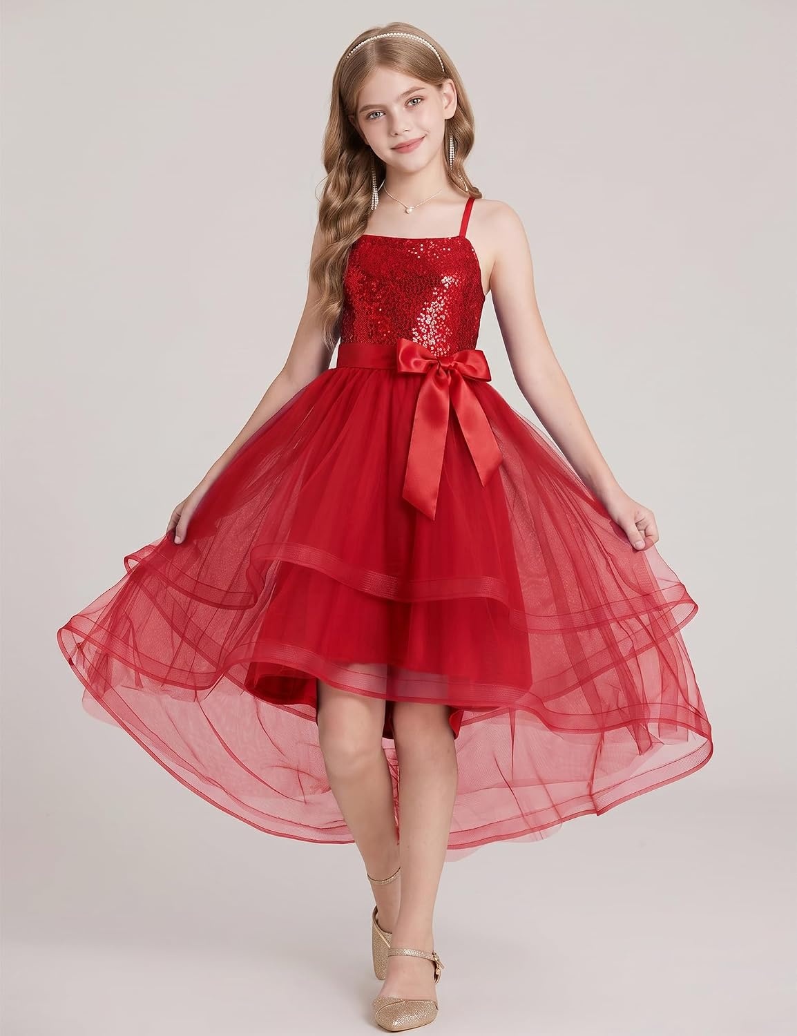 image:imageGRACE KARIN Girls Party Formal Christmas Dance Birthday Sequin Dresses 716Red