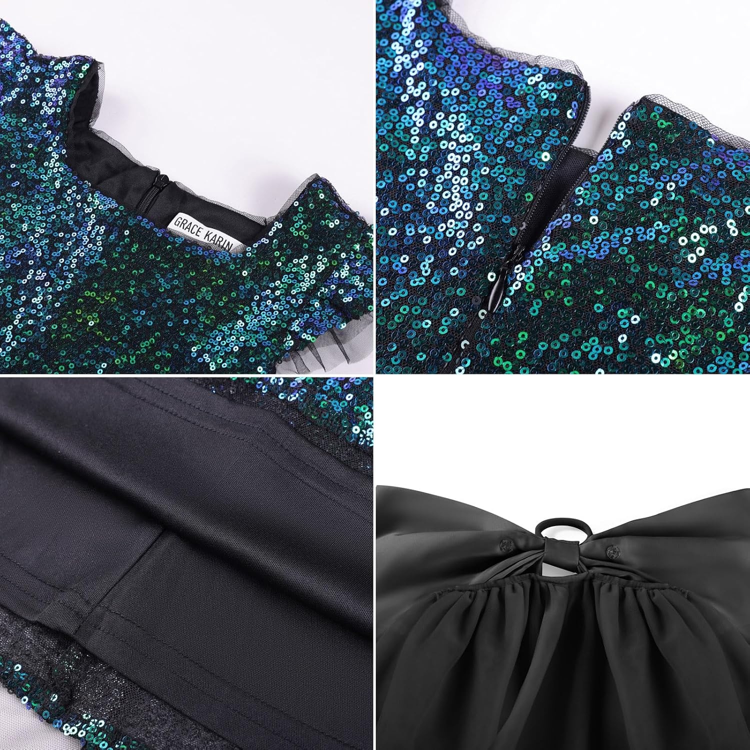 image:imageGRACE KARIN Girls Party Sequin Dress Size 612Y Kids Birthday Dance Formal Sparkly Dresses Wedding Flower Girl DressGreen