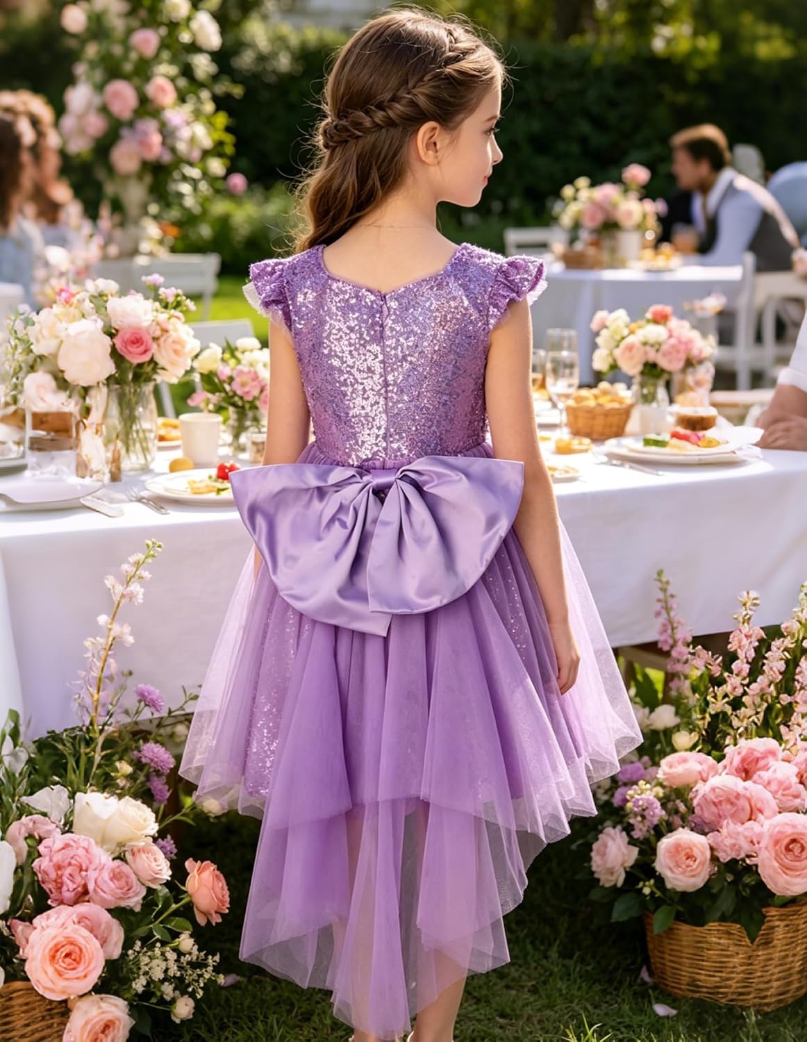 image:imageGRACE KARIN Girls Party Sequin Dress Size 612Y Kids Birthday Dance Formal Sparkly Dresses Wedding Flower Girl DressPurple