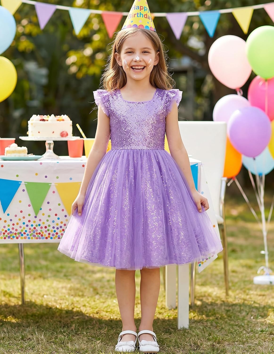 image:imageGRACE KARIN Girls Party Sequin Dress Size 612Y Kids Birthday Dance Formal Sparkly Dresses Wedding Flower Girl DressPurple