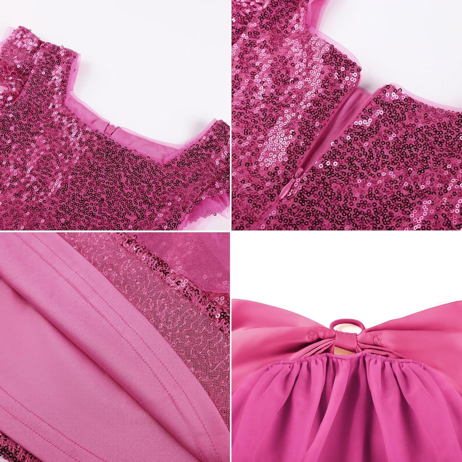 image:imageGRACE KARIN Girls Party Sequin Dress Size 612Y Kids Birthday Dance Formal Sparkly Dresses Wedding Flower Girl DressRose Red
