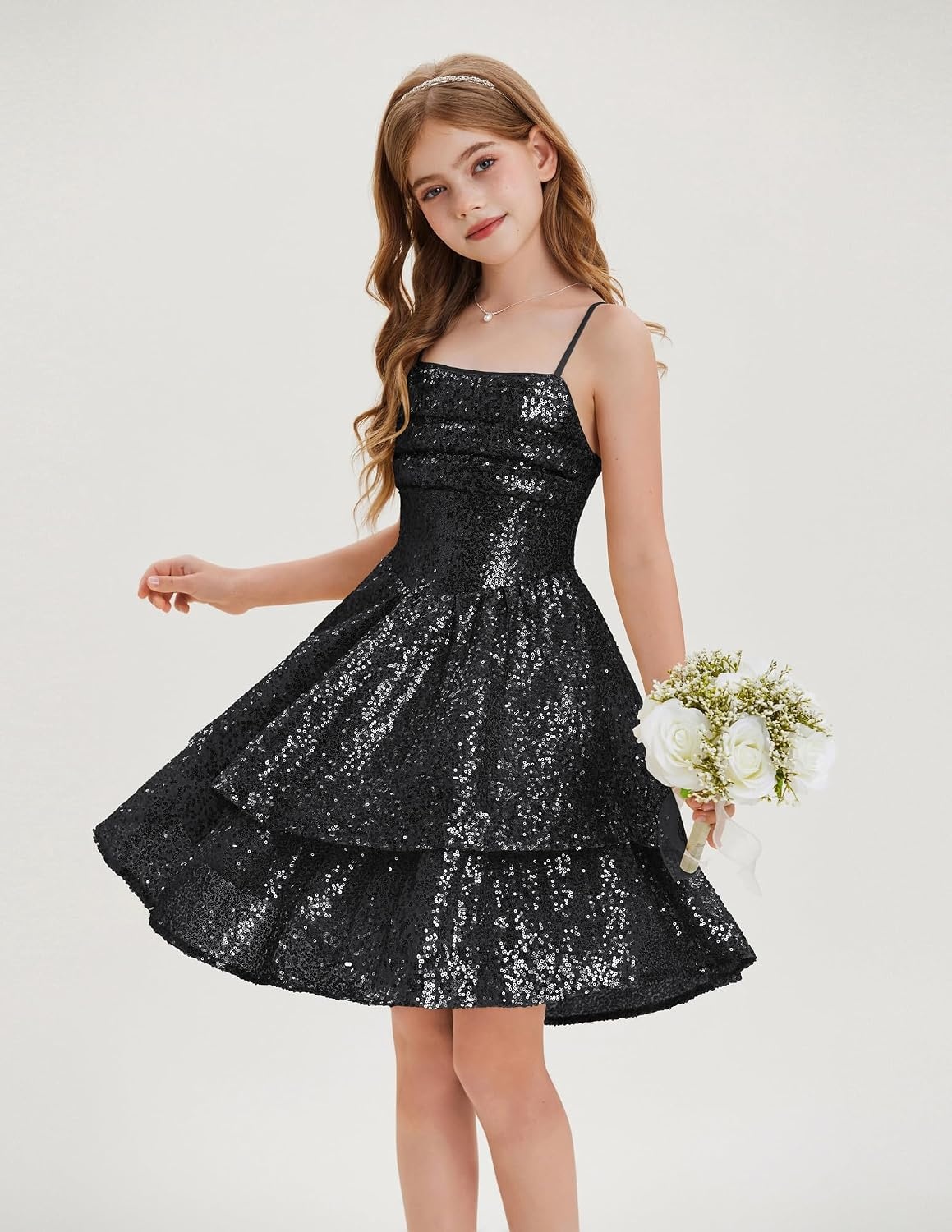 image:imageGRACE KARIN Girls Sequin Formal Party Birthday Christmas Fancy Dresses 714Black
