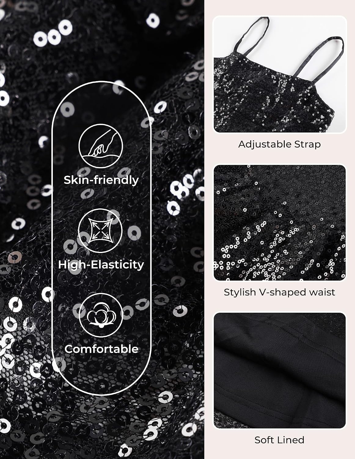 image:imageGRACE KARIN Girls Sequin Formal Party Birthday Christmas Fancy Dresses 714Black