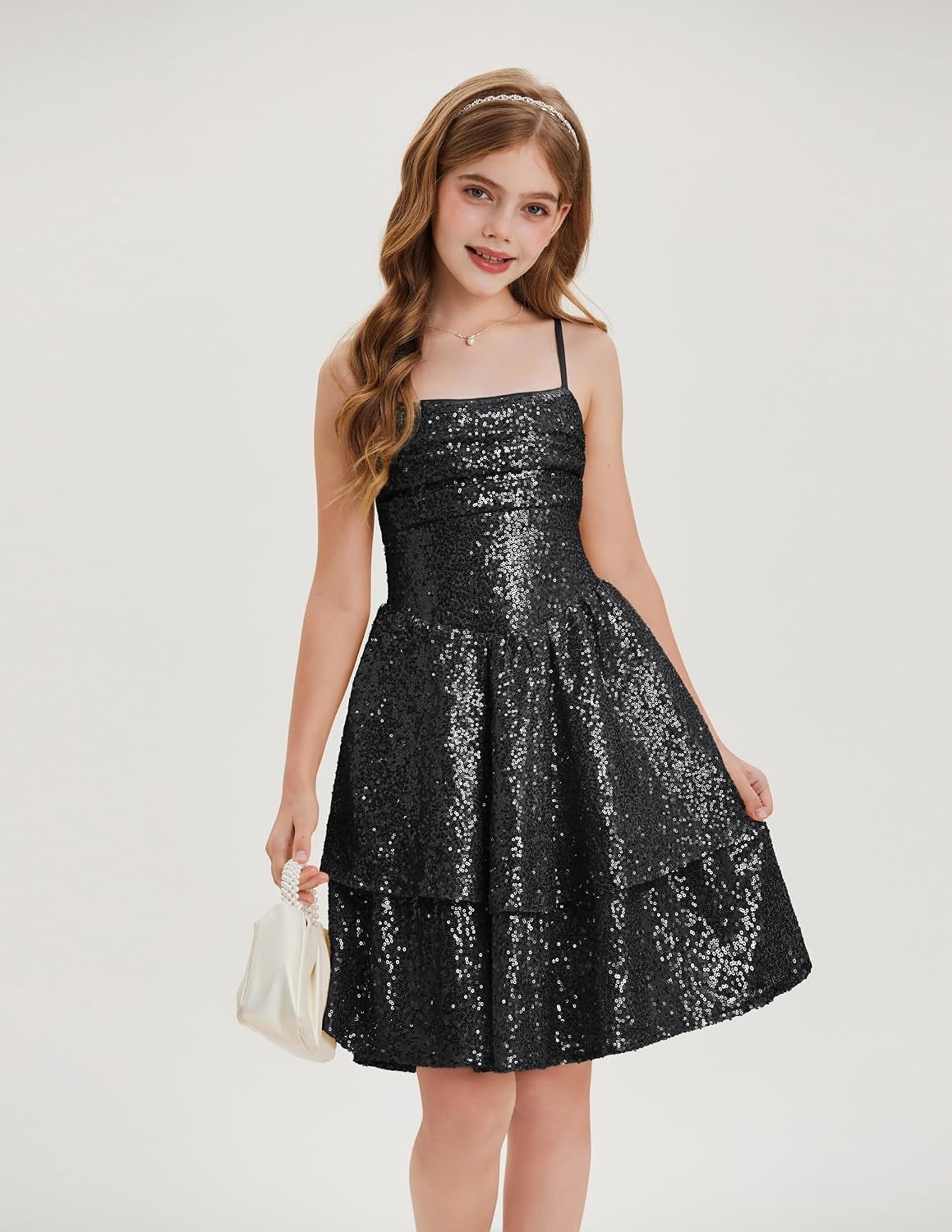 image:imageGRACE KARIN Girls Sequin Formal Party Birthday Christmas Fancy Dresses 714Black