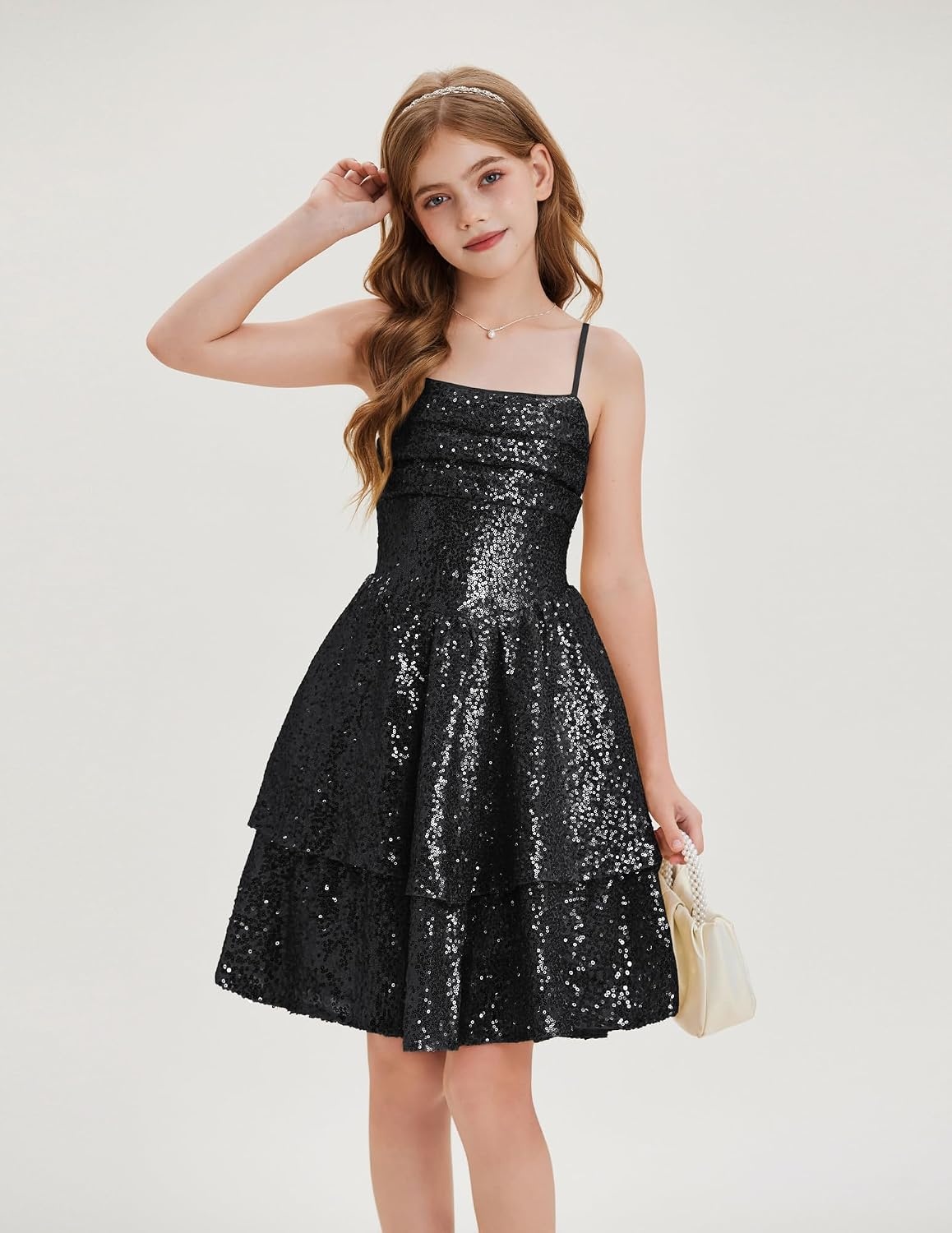 image:imageGRACE KARIN Girls Sequin Formal Party Birthday Christmas Fancy Dresses 714Black