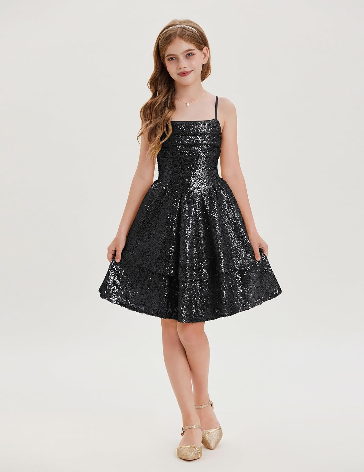 image:imageGRACE KARIN Girls Sequin Formal Party Birthday Christmas Fancy Dresses 714Black