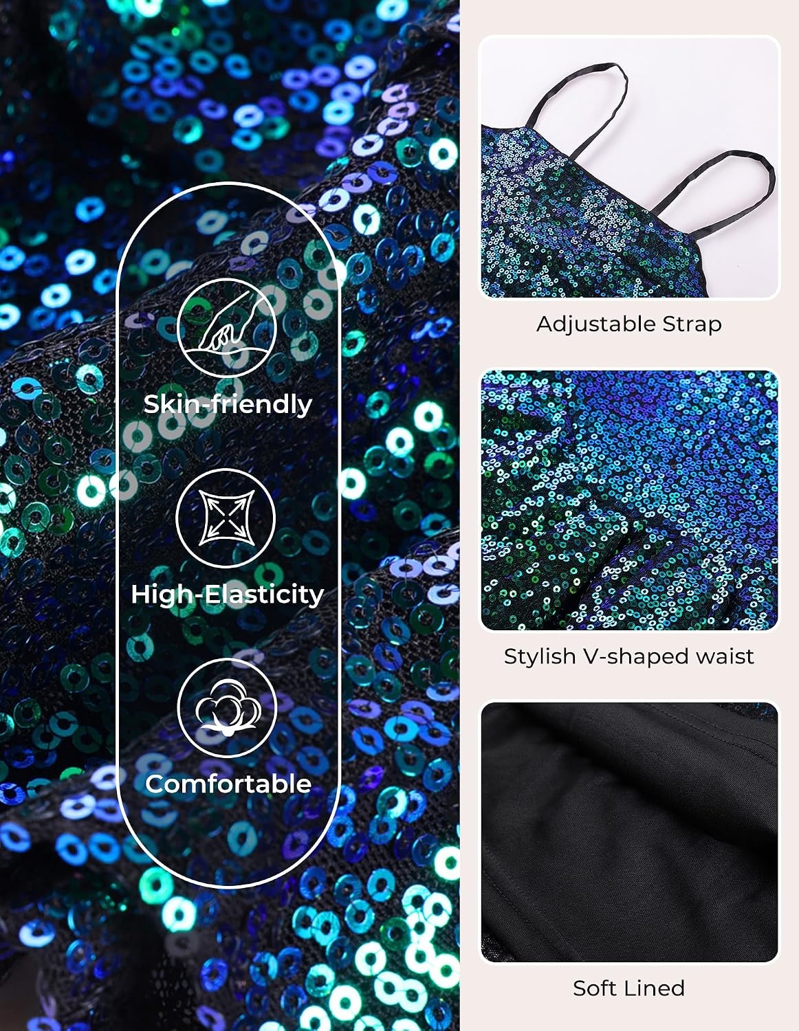 image:imageGRACE KARIN Girls Sequin Formal Party Birthday Christmas Fancy Dresses 714Dark Green
