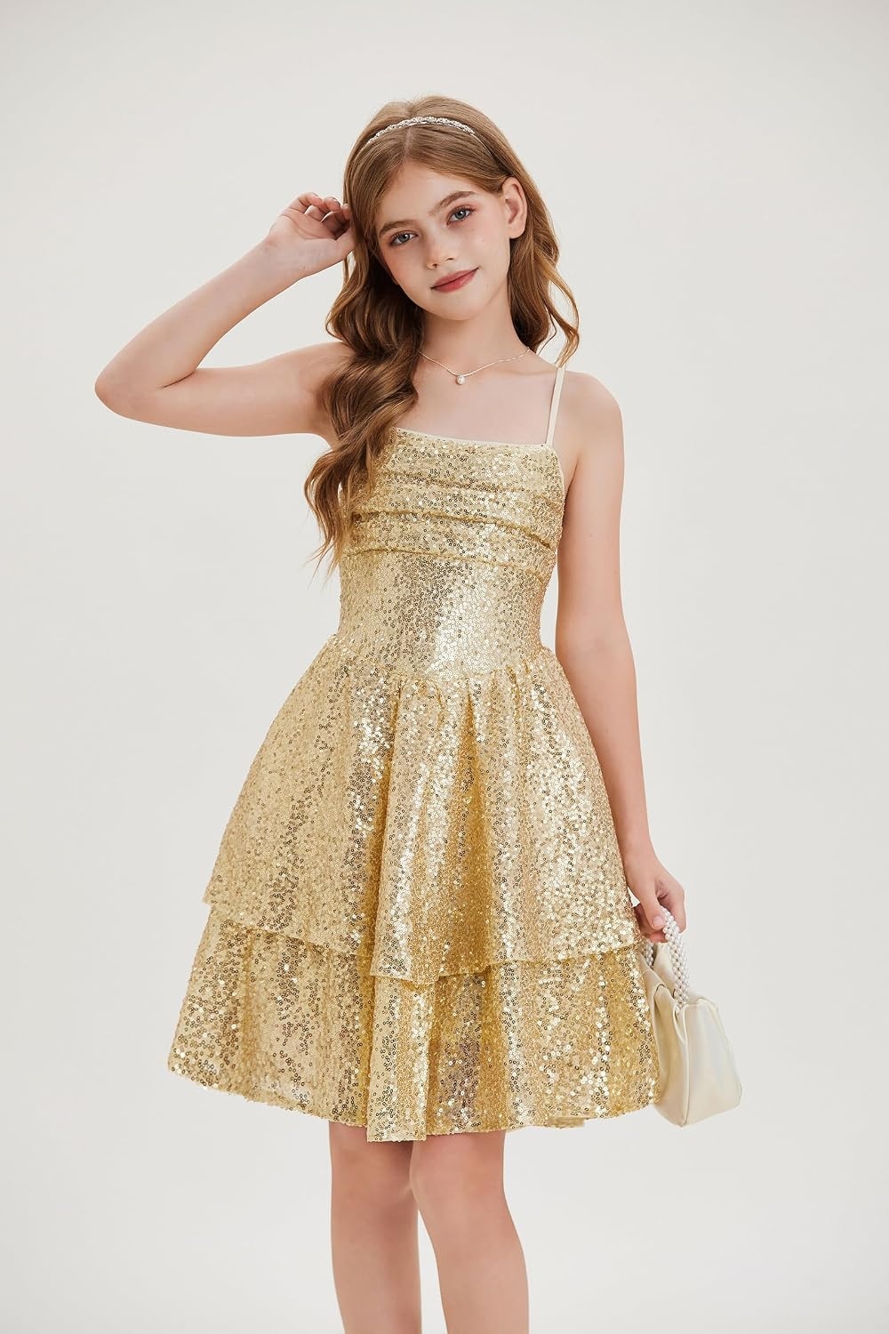 image:imageGRACE KARIN Girls Sequin Formal Party Birthday Christmas Fancy Dresses 714Gold