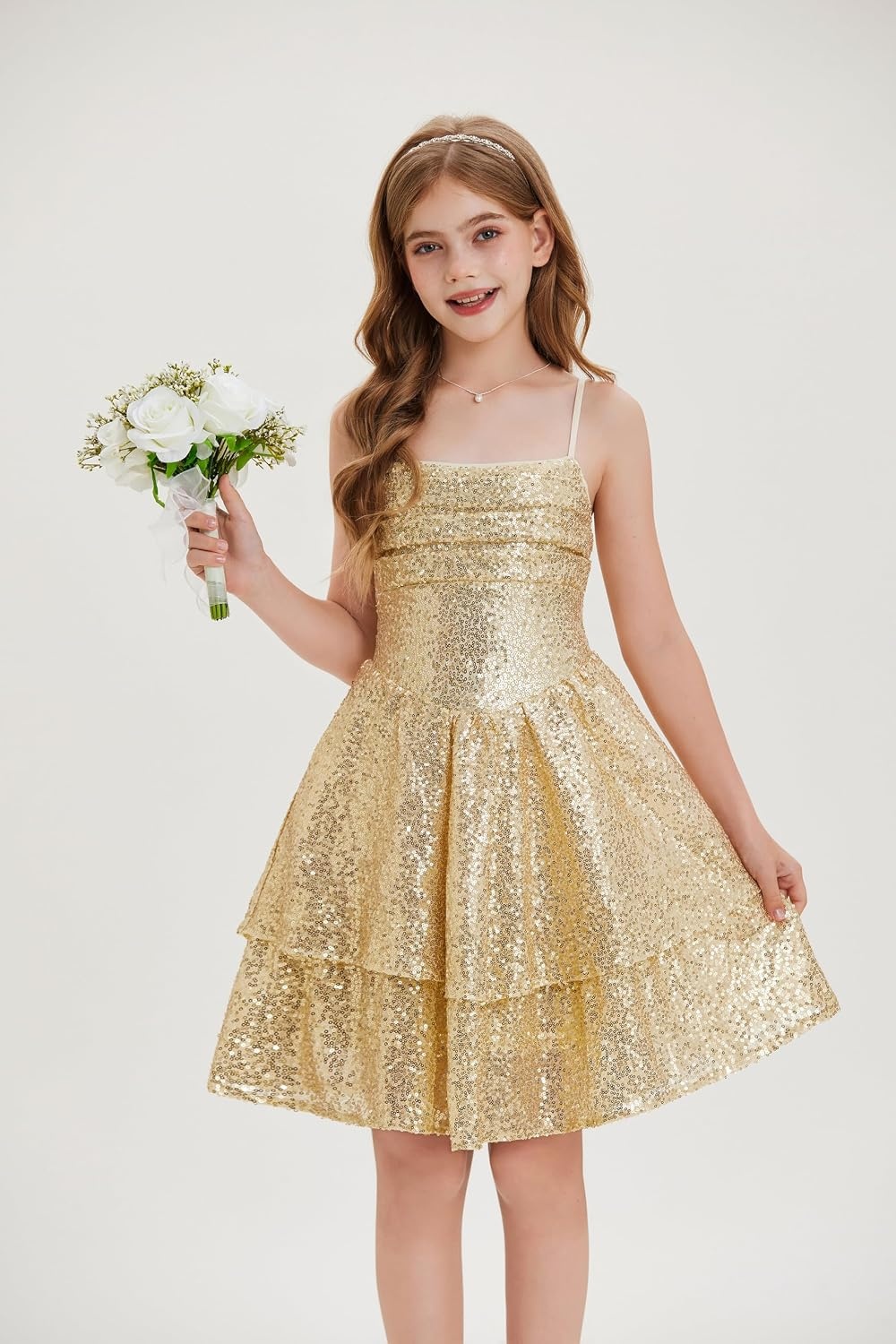 image:imageGRACE KARIN Girls Sequin Formal Party Birthday Christmas Fancy Dresses 714Gold