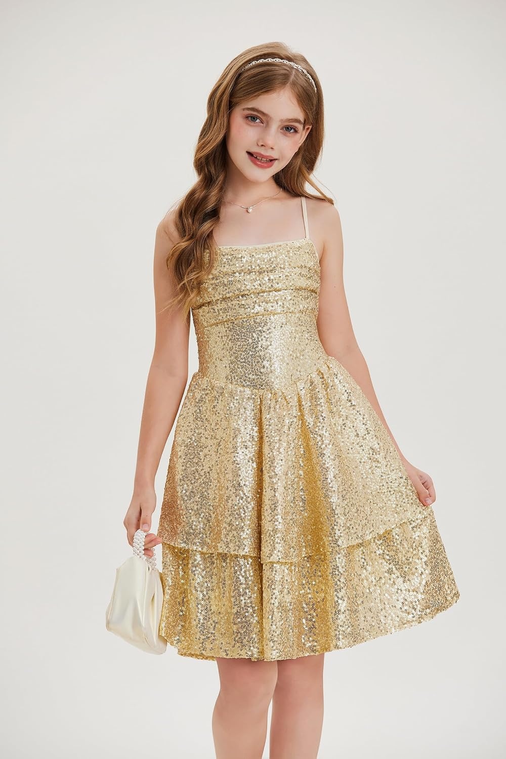 image:imageGRACE KARIN Girls Sequin Formal Party Birthday Christmas Fancy Dresses 714Gold