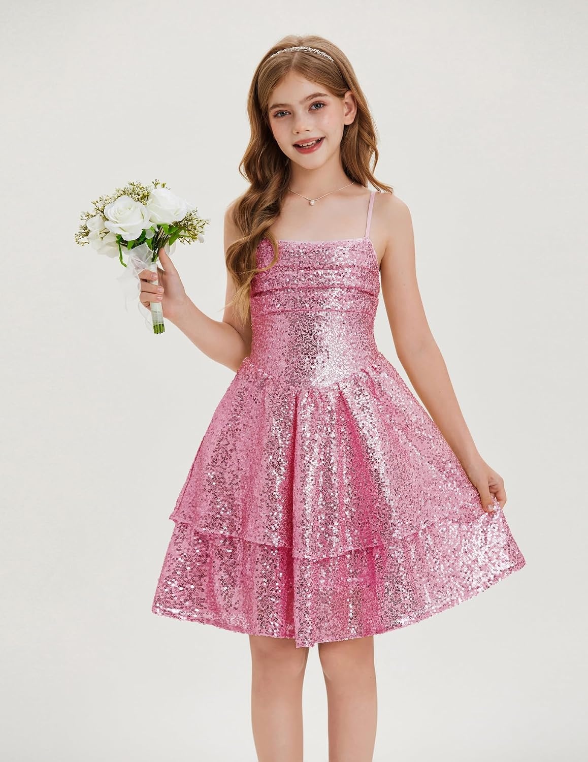 image:imageGRACE KARIN Girls Sequin Formal Party Birthday Christmas Fancy Dresses 714Pink