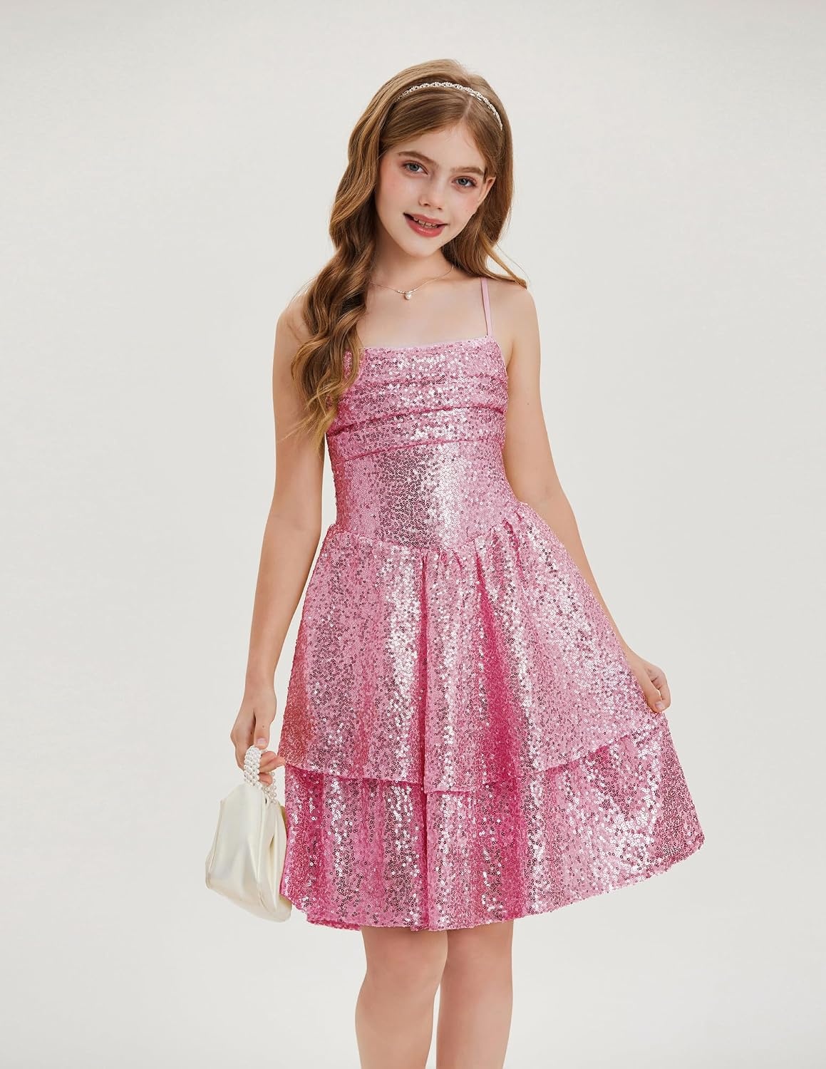 image:imageGRACE KARIN Girls Sequin Formal Party Birthday Christmas Fancy Dresses 714Pink