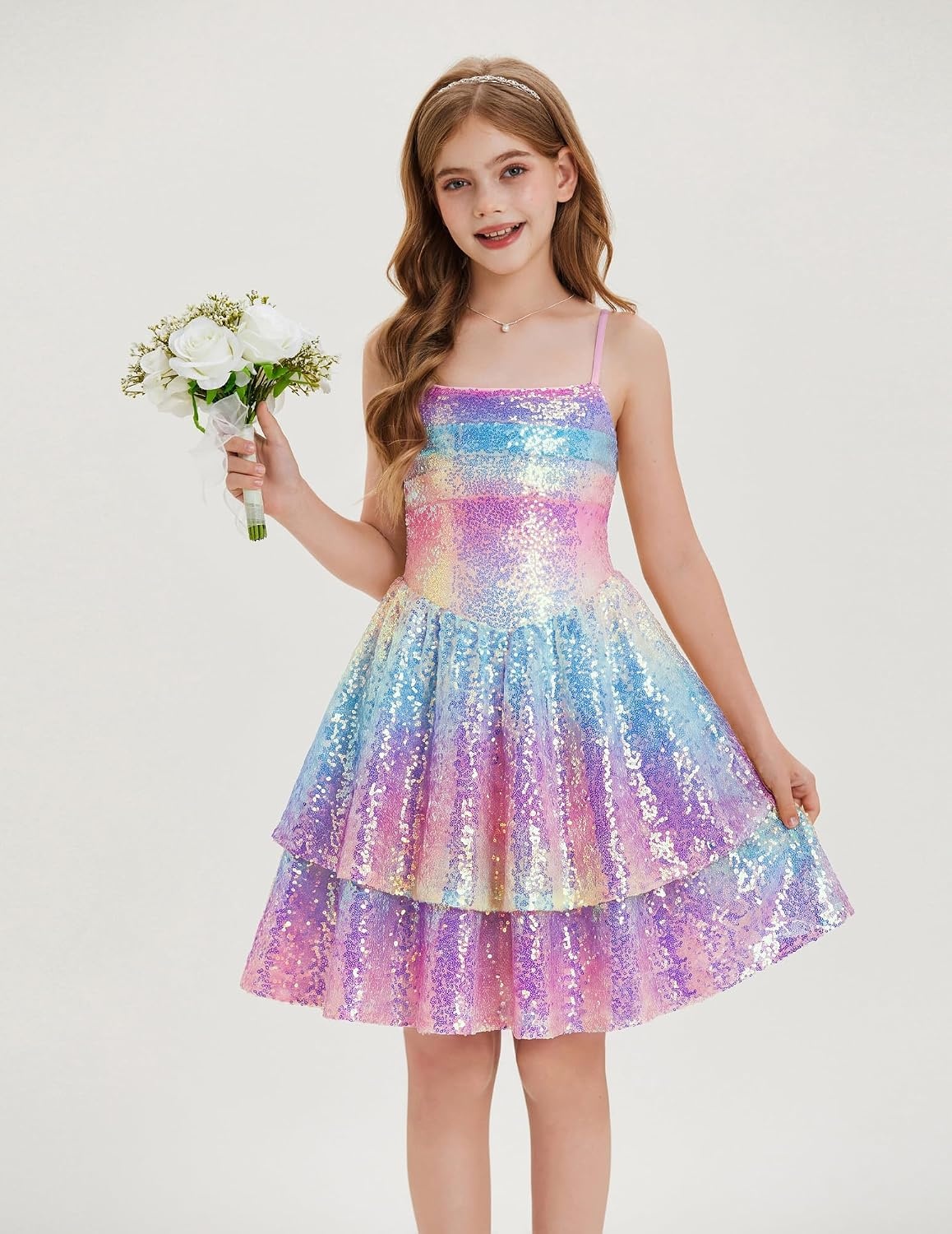 image:imageGRACE KARIN Girls Sequin Formal Party Birthday Christmas Fancy Dresses 714Rainbow
