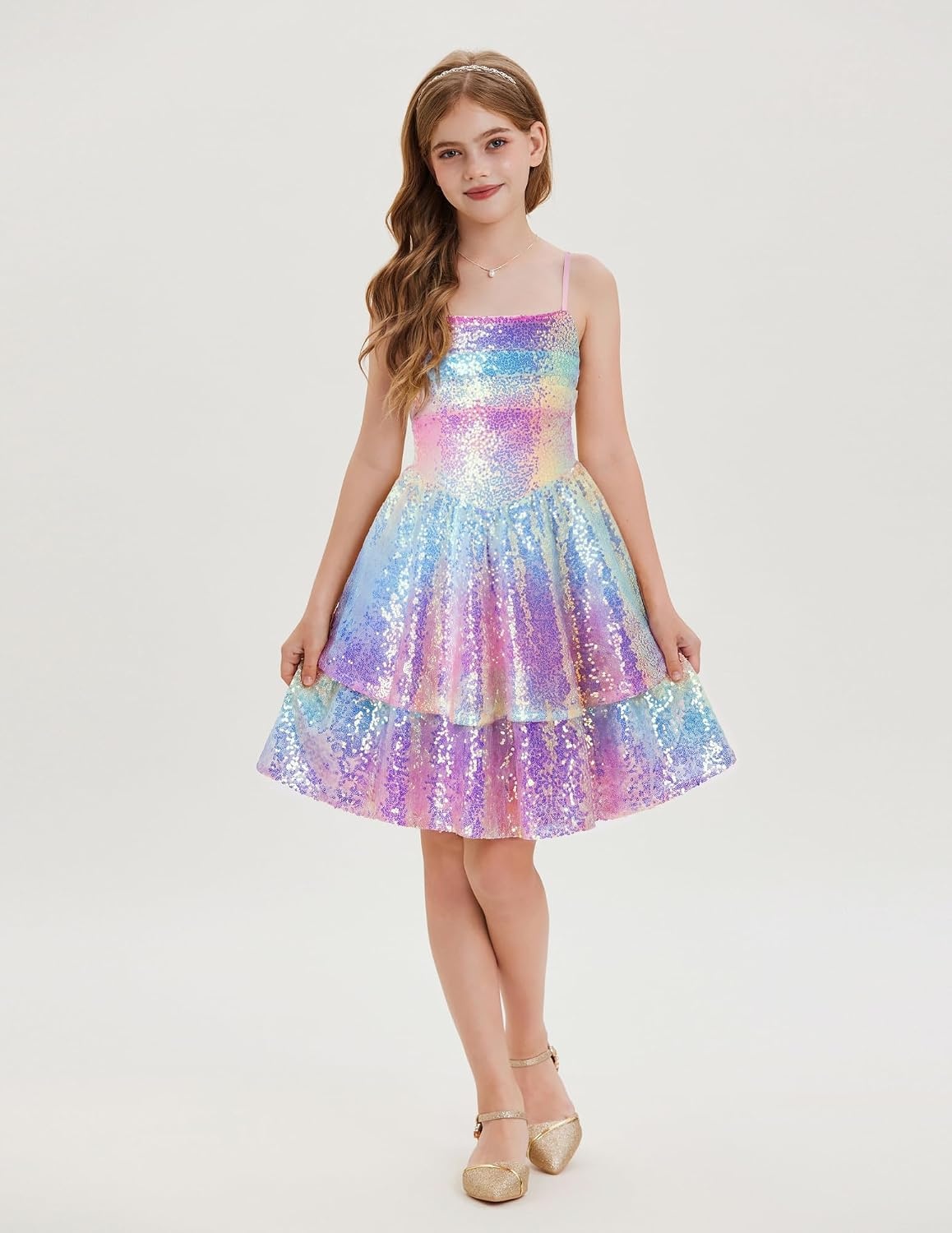 image:imageGRACE KARIN Girls Sequin Formal Party Birthday Christmas Fancy Dresses 714Rainbow