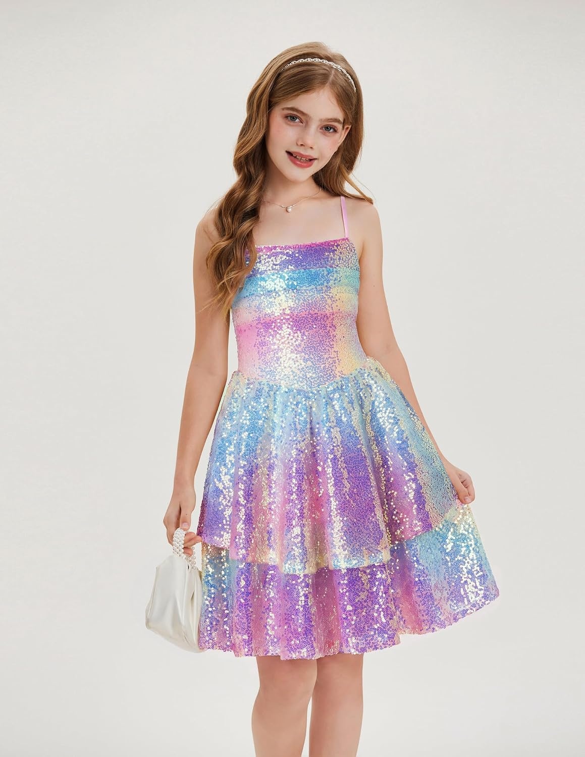 image:imageGRACE KARIN Girls Sequin Formal Party Birthday Christmas Fancy Dresses 714Rainbow