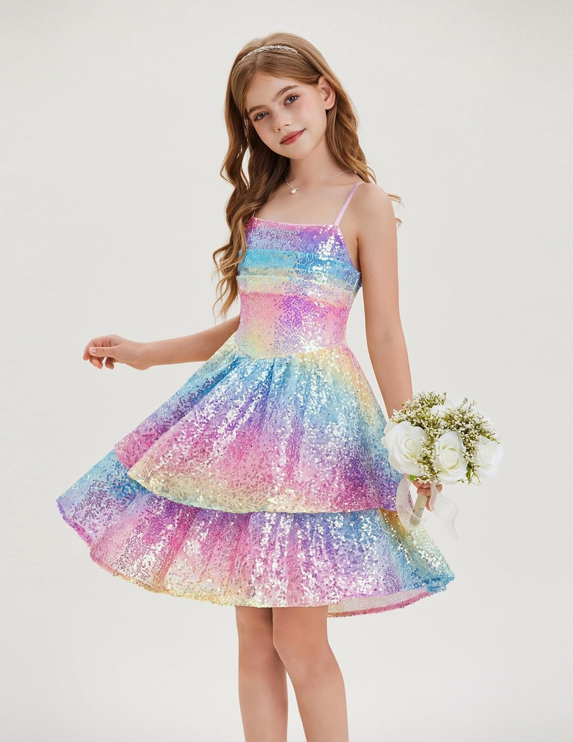 image:imageGRACE KARIN Girls Sequin Formal Party Birthday Christmas Fancy Dresses 714Rainbow