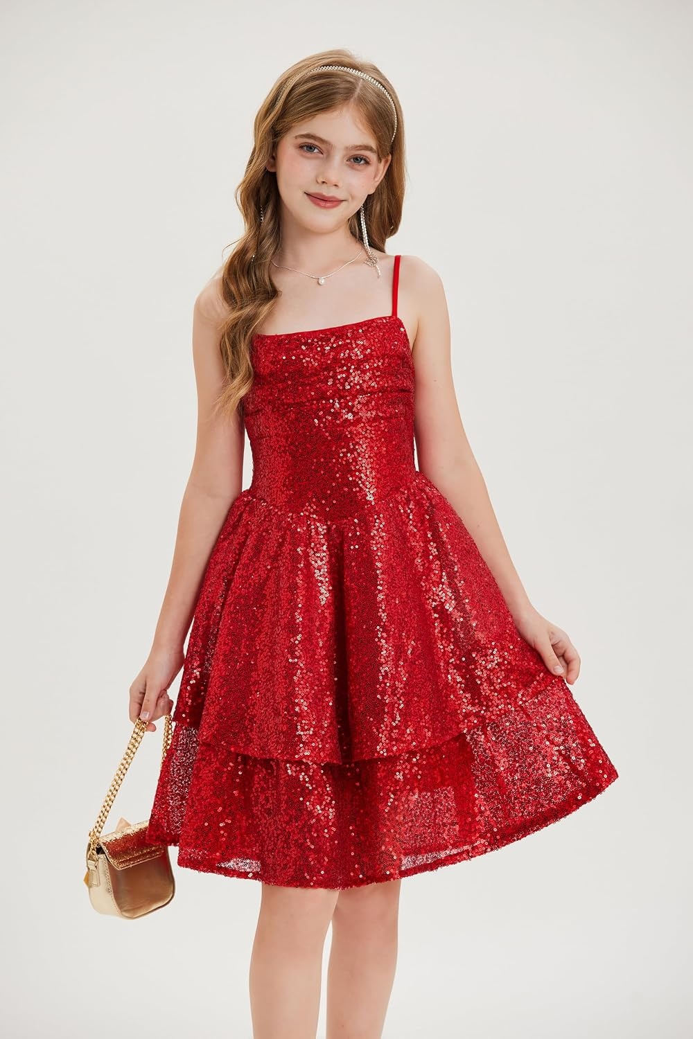 image:imageGRACE KARIN Girls Sequin Formal Party Birthday Christmas Fancy Dresses 714Red
