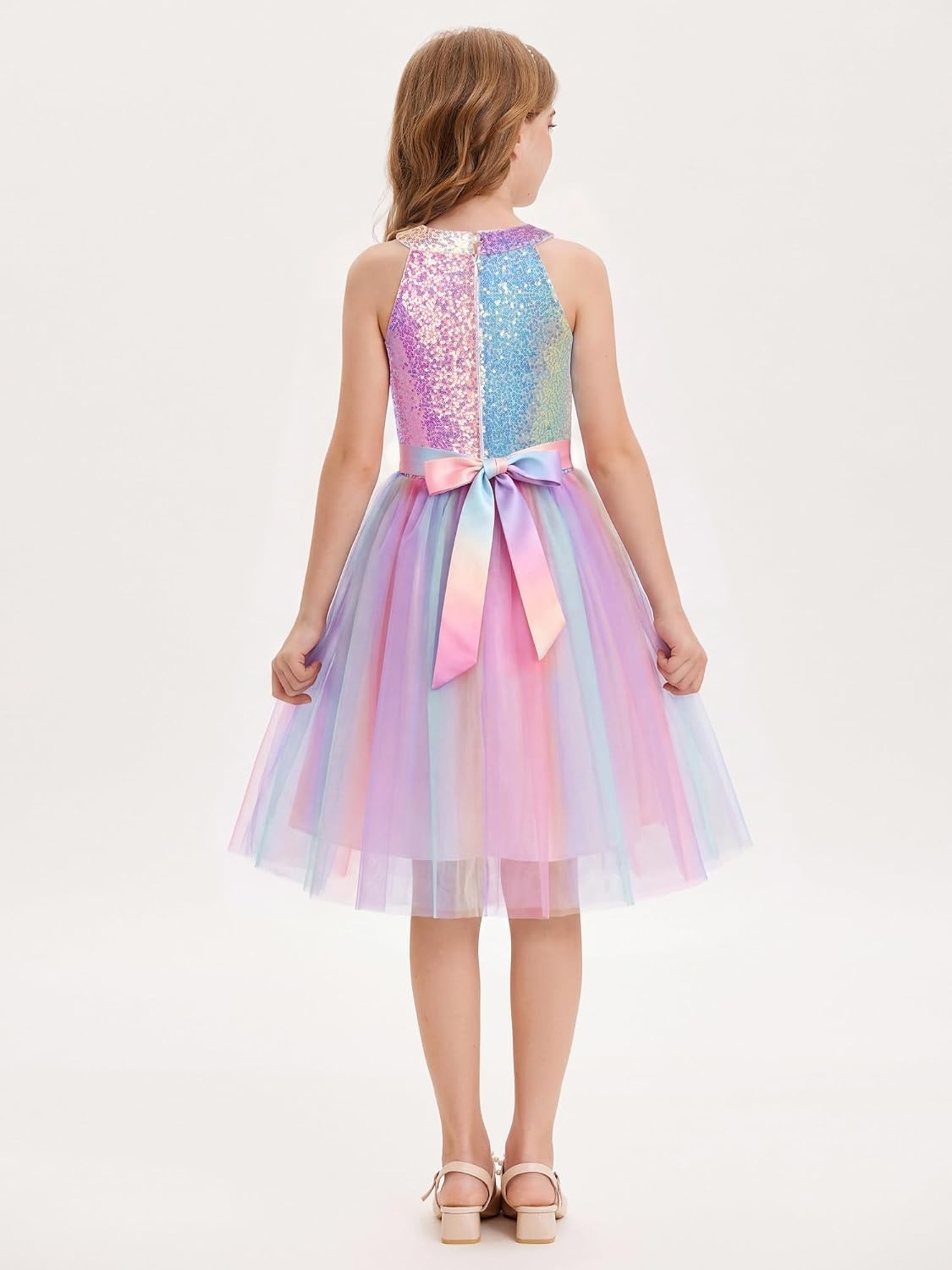 image:imageGRACE KARIN Girls Sequin Tulle Halter Dress Party Formal GownOmber