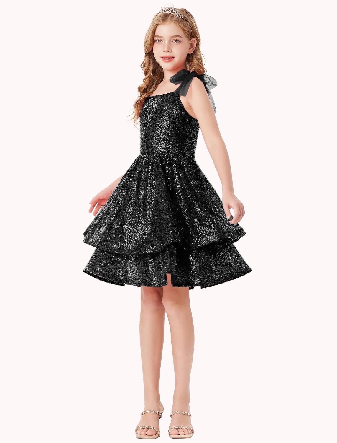 image:imageGRACE KARIN Girls Sparkly Sequin Formal Party Dress Fancy Dance 614YBlack