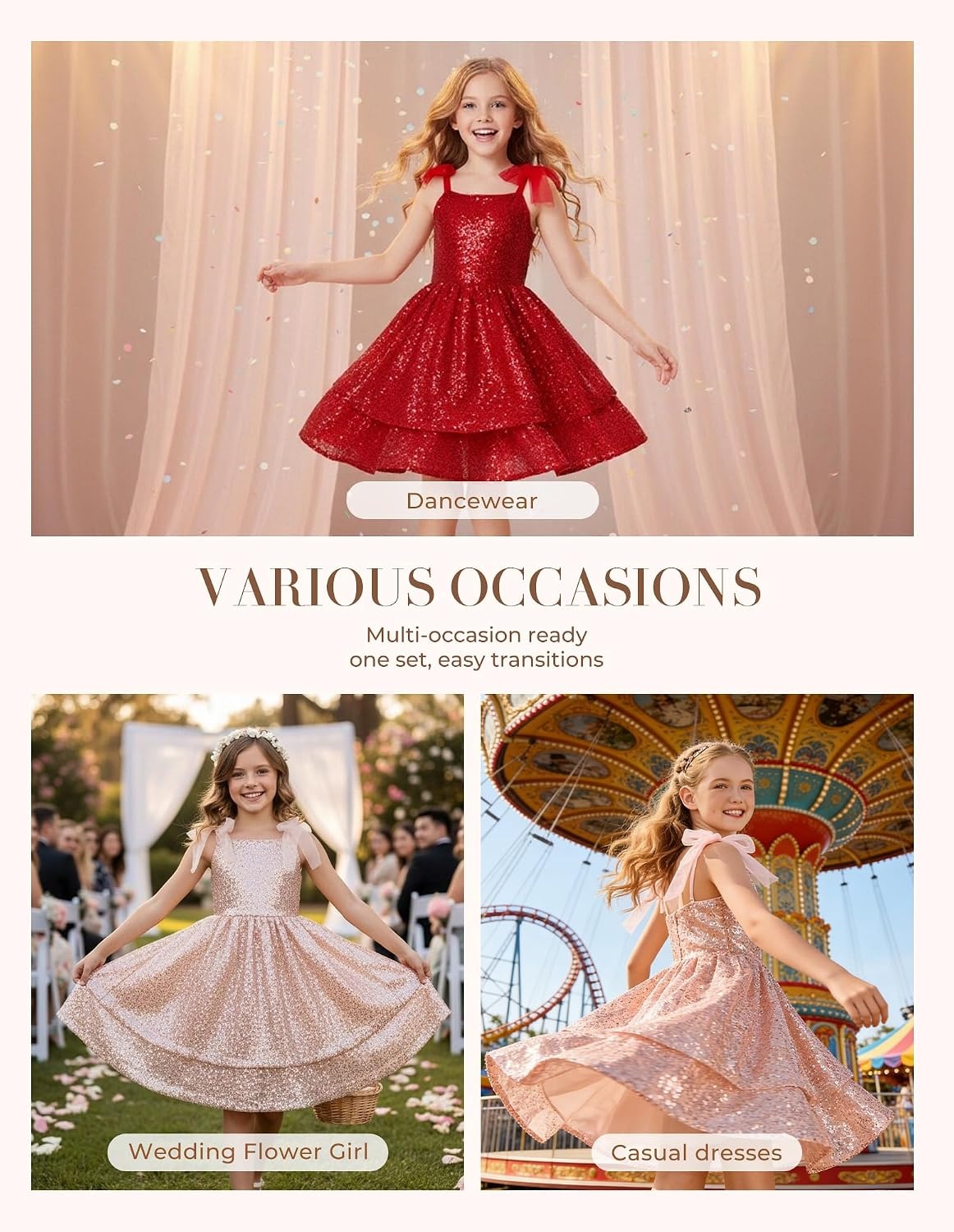 image:imageGRACE KARIN Girls Sparkly Sequin Formal Party Dress Fancy Dance 614YRed