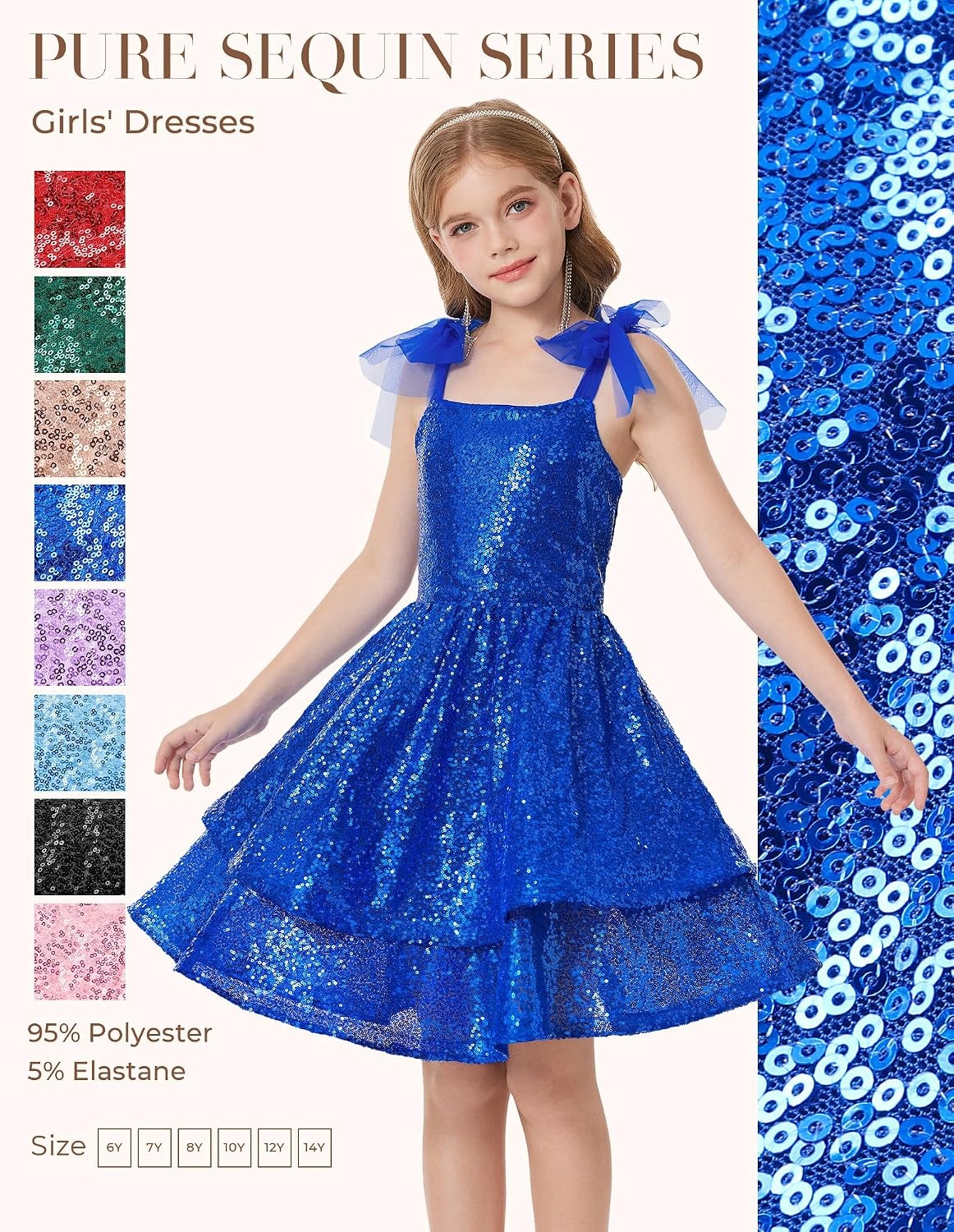 image:imageGRACE KARIN Girls Sparkly Sequin Formal Party Dress Fancy Dance 614YRoyal Blue