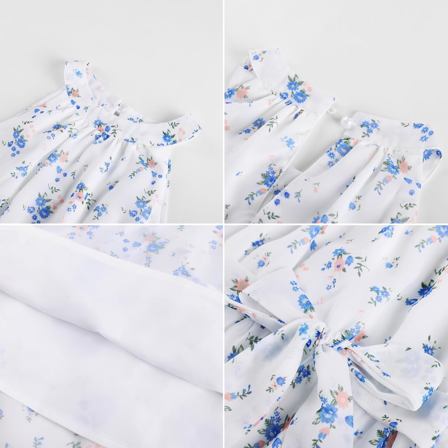 image:imageGRACE KARIN Girls Summer Beach Dress Floral Halter Hawaiian Party VacationBlue Orange Floral Print