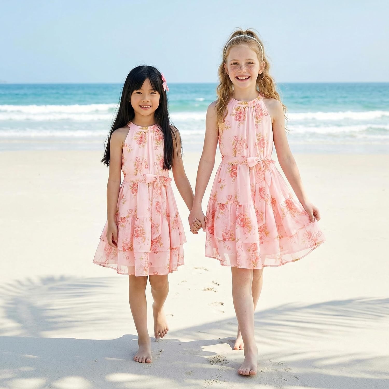 image:imageGRACE KARIN Girls Summer Beach Dress Floral Halter Hawaiian Party VacationPink