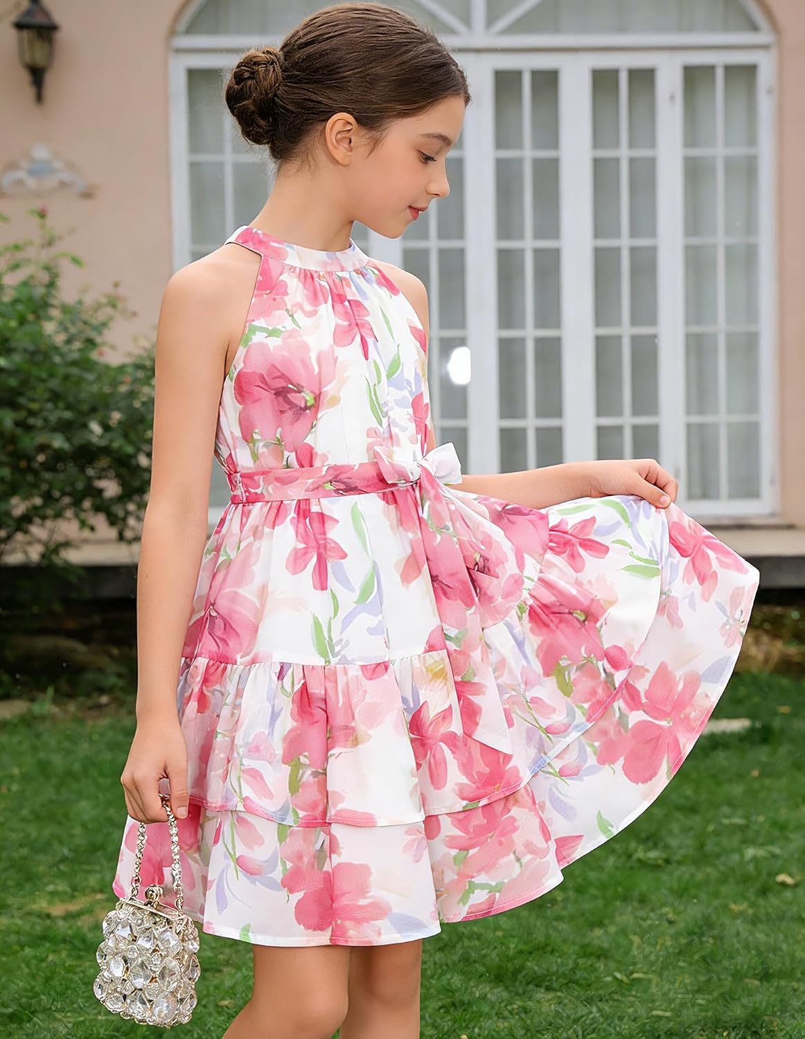 image:imageGRACE KARIN Girls Summer Beach Dress Floral Halter Hawaiian Party VacationPink Flower