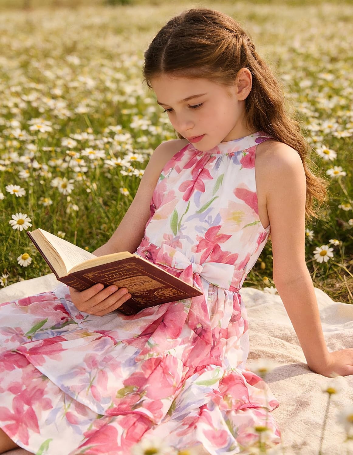 image:imageGRACE KARIN Girls Summer Beach Dress Floral Halter Hawaiian Party VacationPink Flower