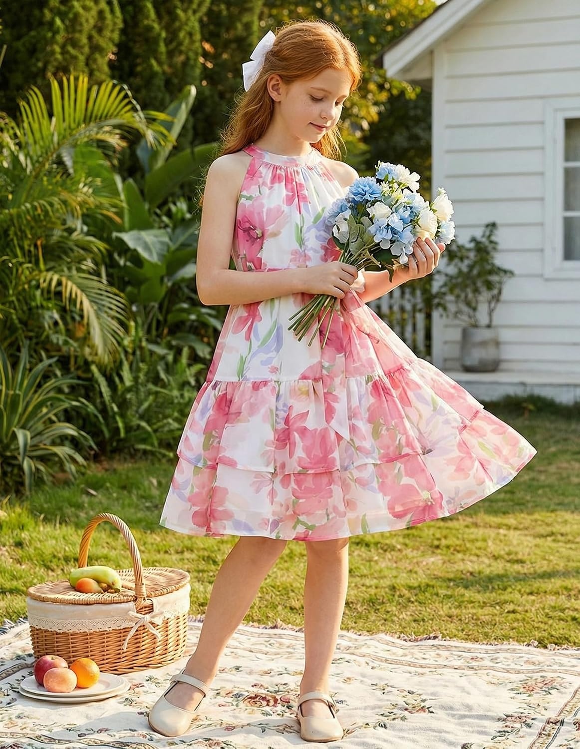 image:imageGRACE KARIN Girls Summer Beach Dress Floral Halter Hawaiian Party VacationPink Flower