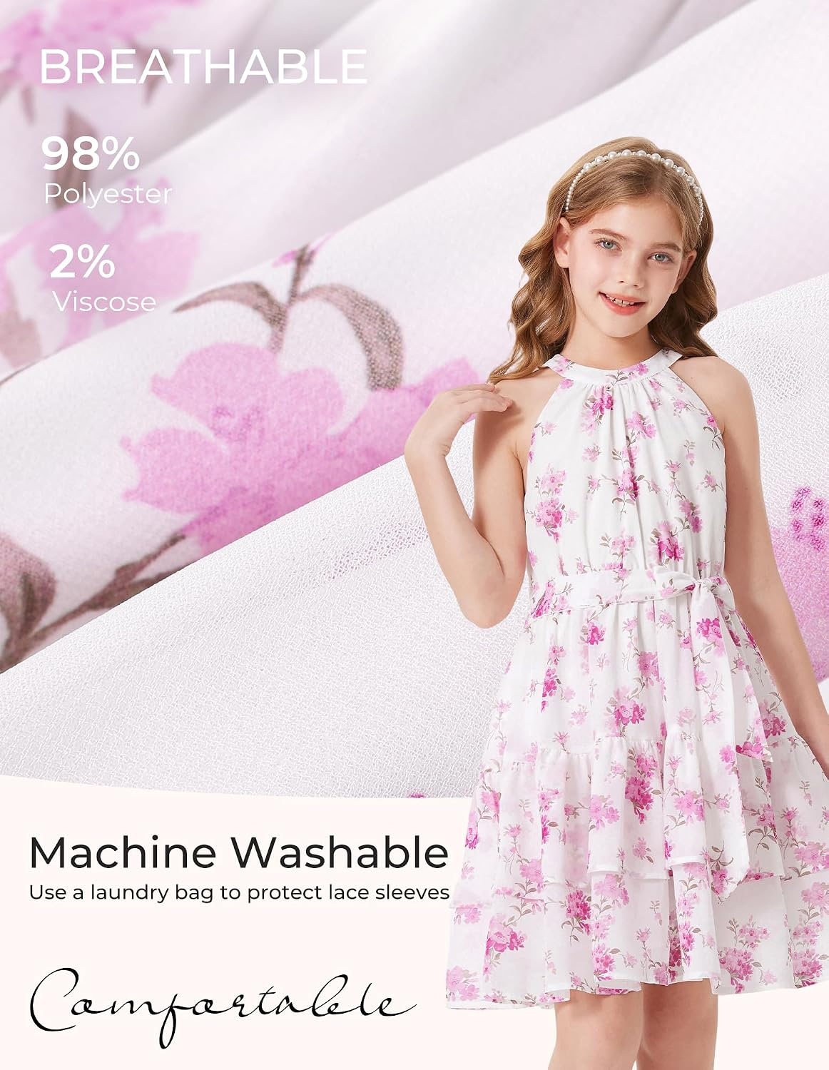image:imageGRACE KARIN Girls Summer Beach Dress Floral Halter Hawaiian Party VacationPurple Flower