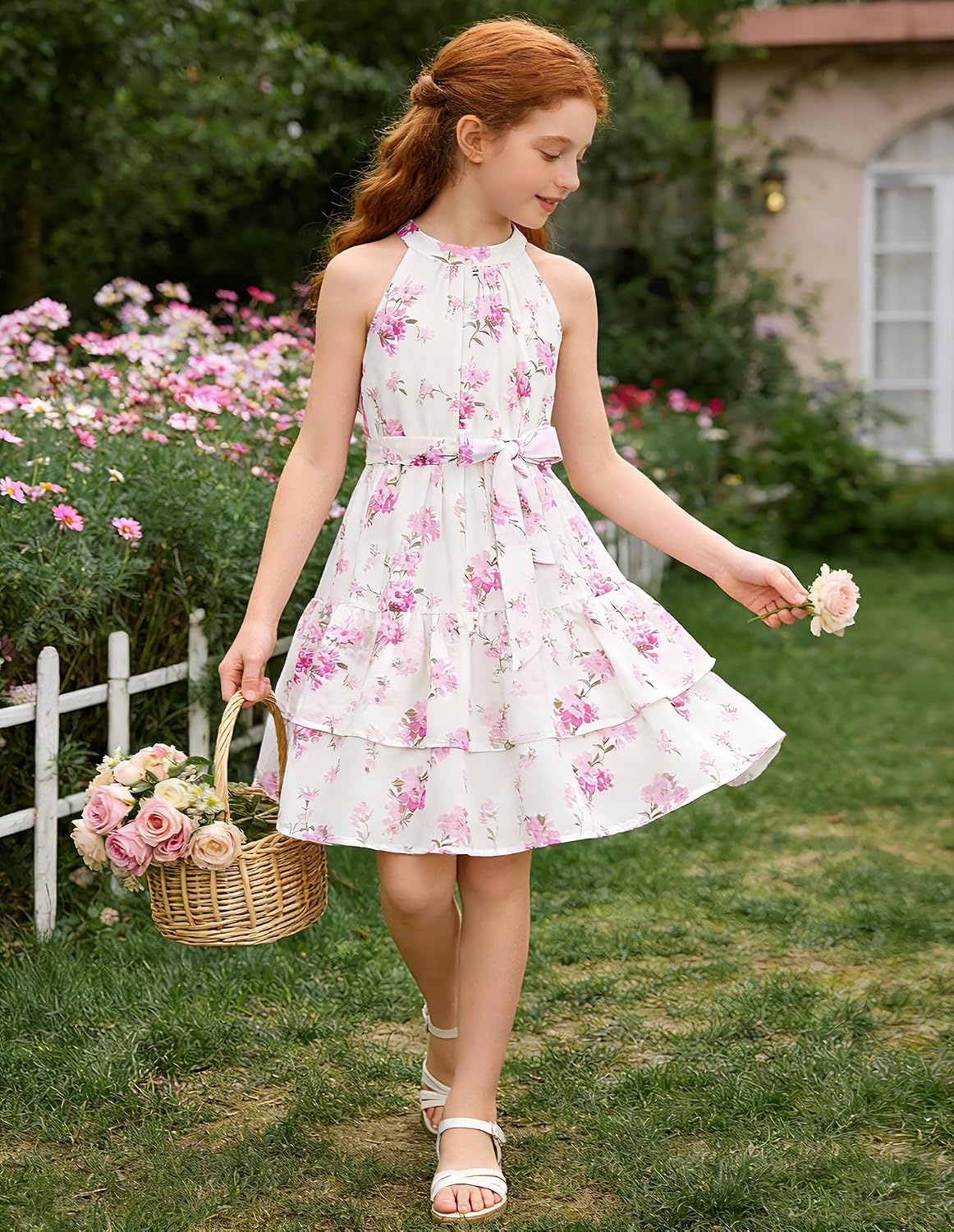image:imageGRACE KARIN Girls Summer Beach Dress Floral Halter Hawaiian Party VacationPurple Flower