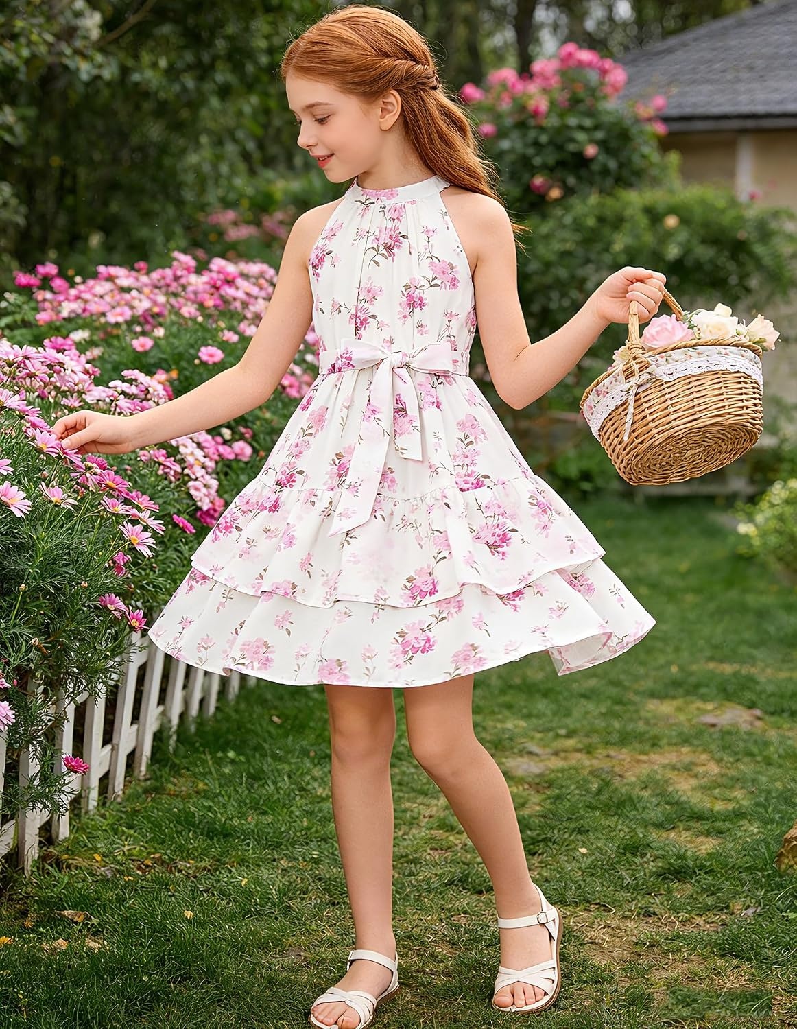 image:imageGRACE KARIN Girls Summer Beach Dress Floral Halter Hawaiian Party VacationPurple Flower