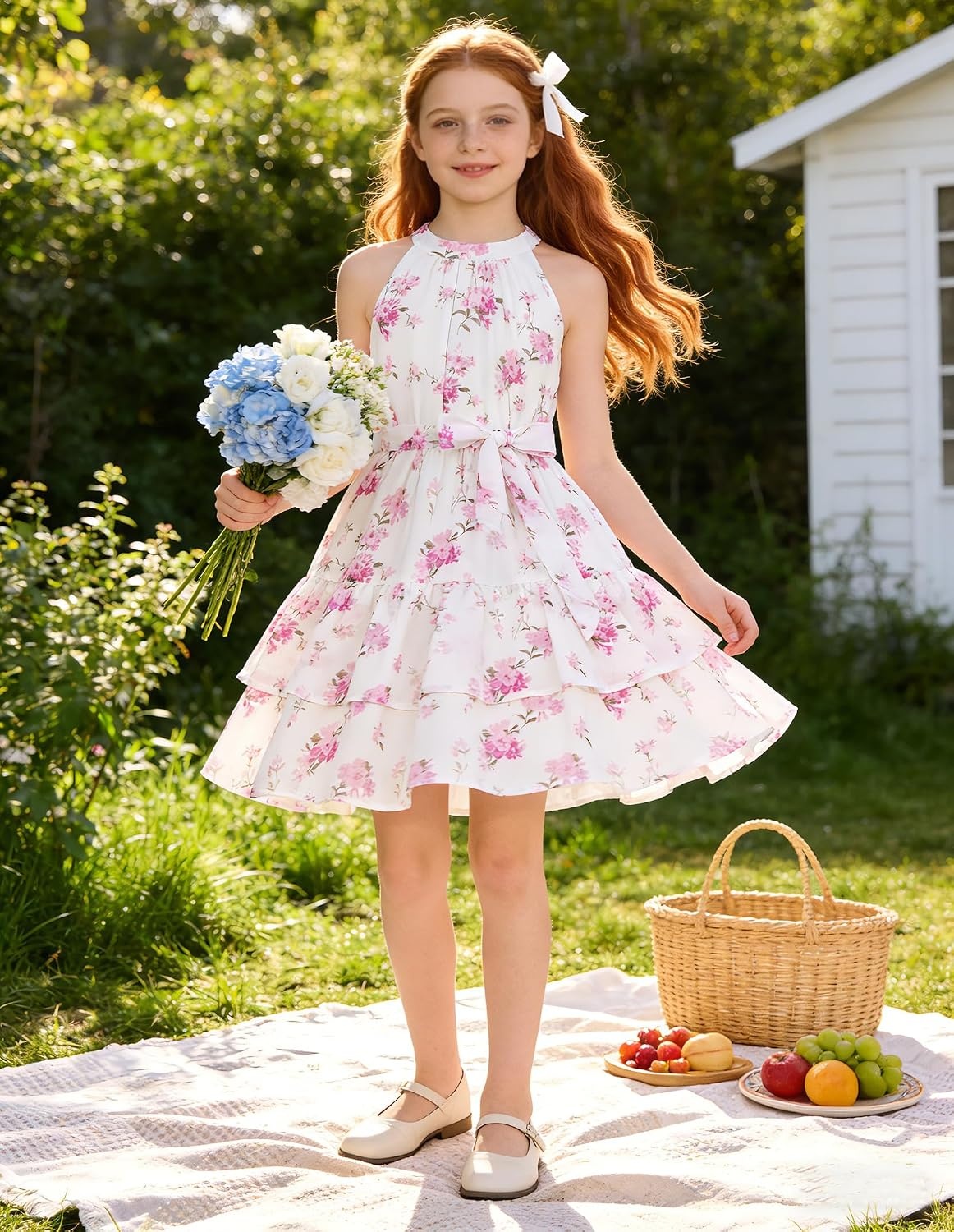 image:imageGRACE KARIN Girls Summer Beach Dress Floral Halter Hawaiian Party VacationPurple Flower