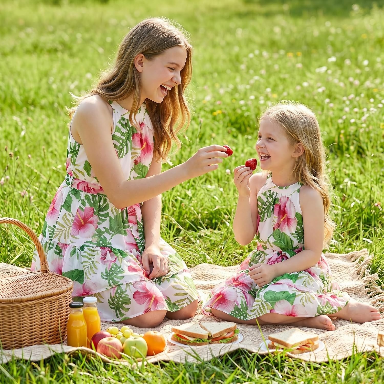 image:imageGRACE KARIN Girls Summer Beach Dress Floral Halter Hawaiian Party VacationTropical Large Foliage