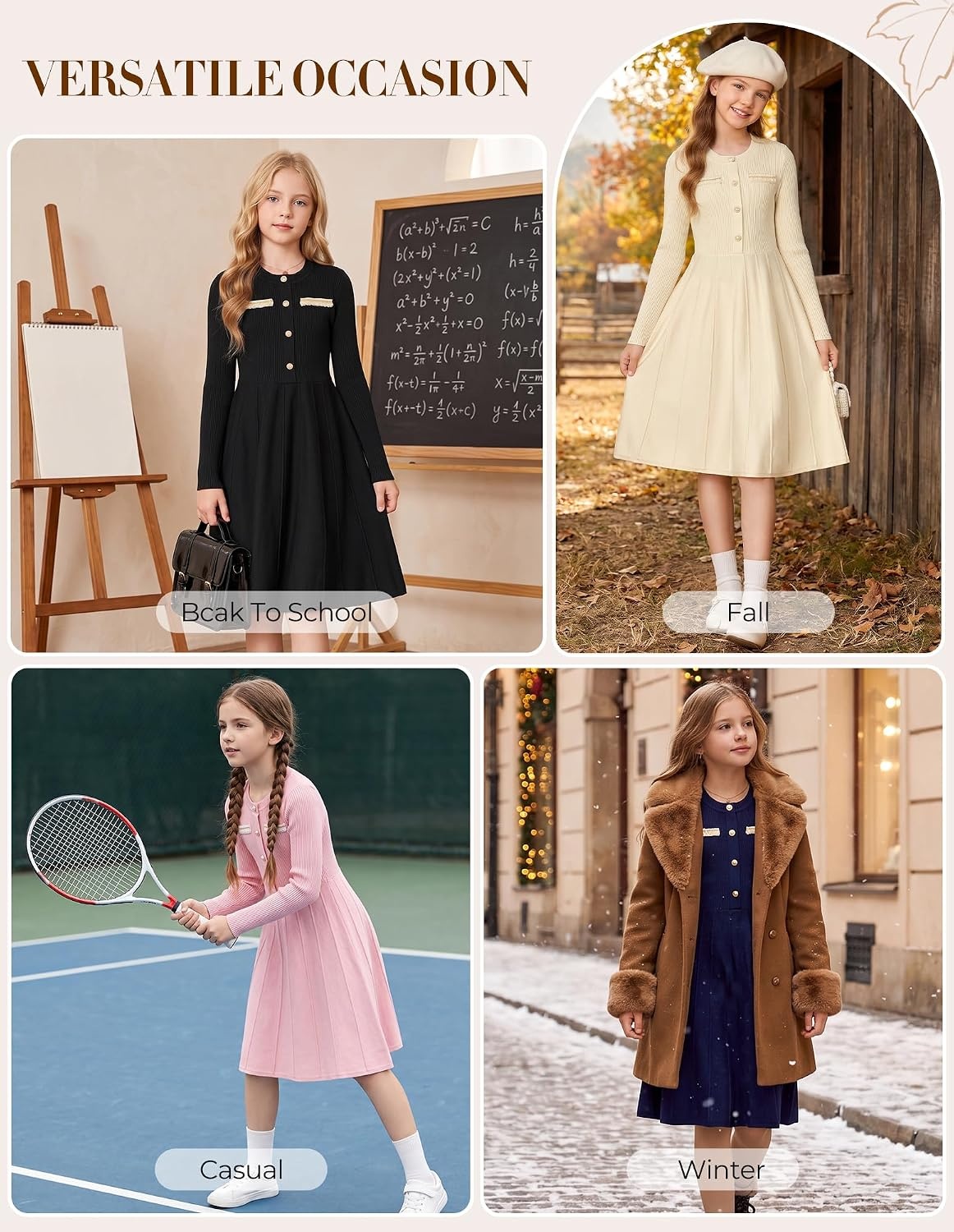 image:imageGRACE KARIN Girls Sweater Dress Long Sleeve Fall Knit Dresses 714 YearsBlack