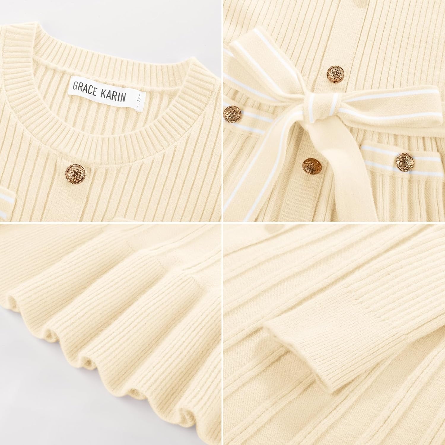 image:imageGRACE KARIN Girls Sweater Fall Winter Uniform Christmas Teen Dress 616Cream
