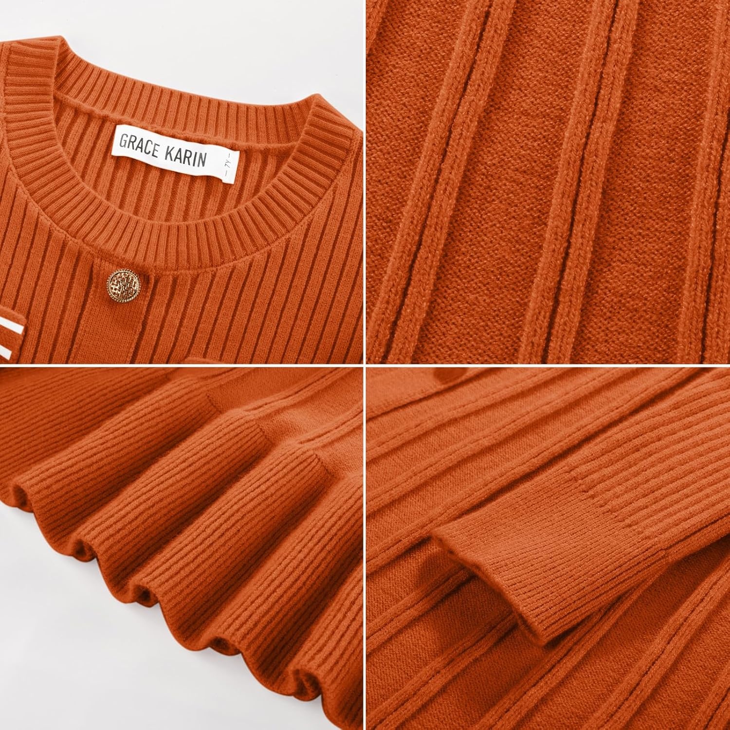 image:imageGRACE KARIN Girls Sweater Fall Winter Uniform Christmas Teen Dress 616Pumpkin Orange