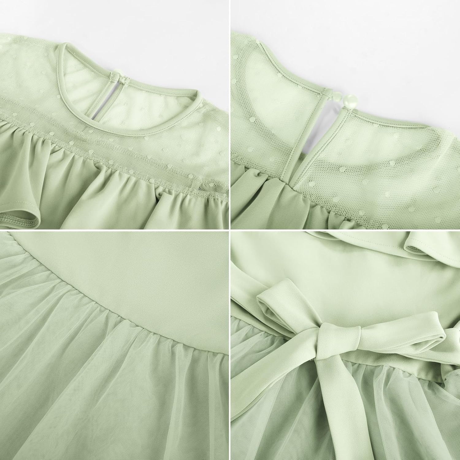 image:imageGRACE KARIN Girls Wedding Party Formal Dress Junior Bridemaid Dresses for Teens Tulle High Low Dress Size 714Sage Green