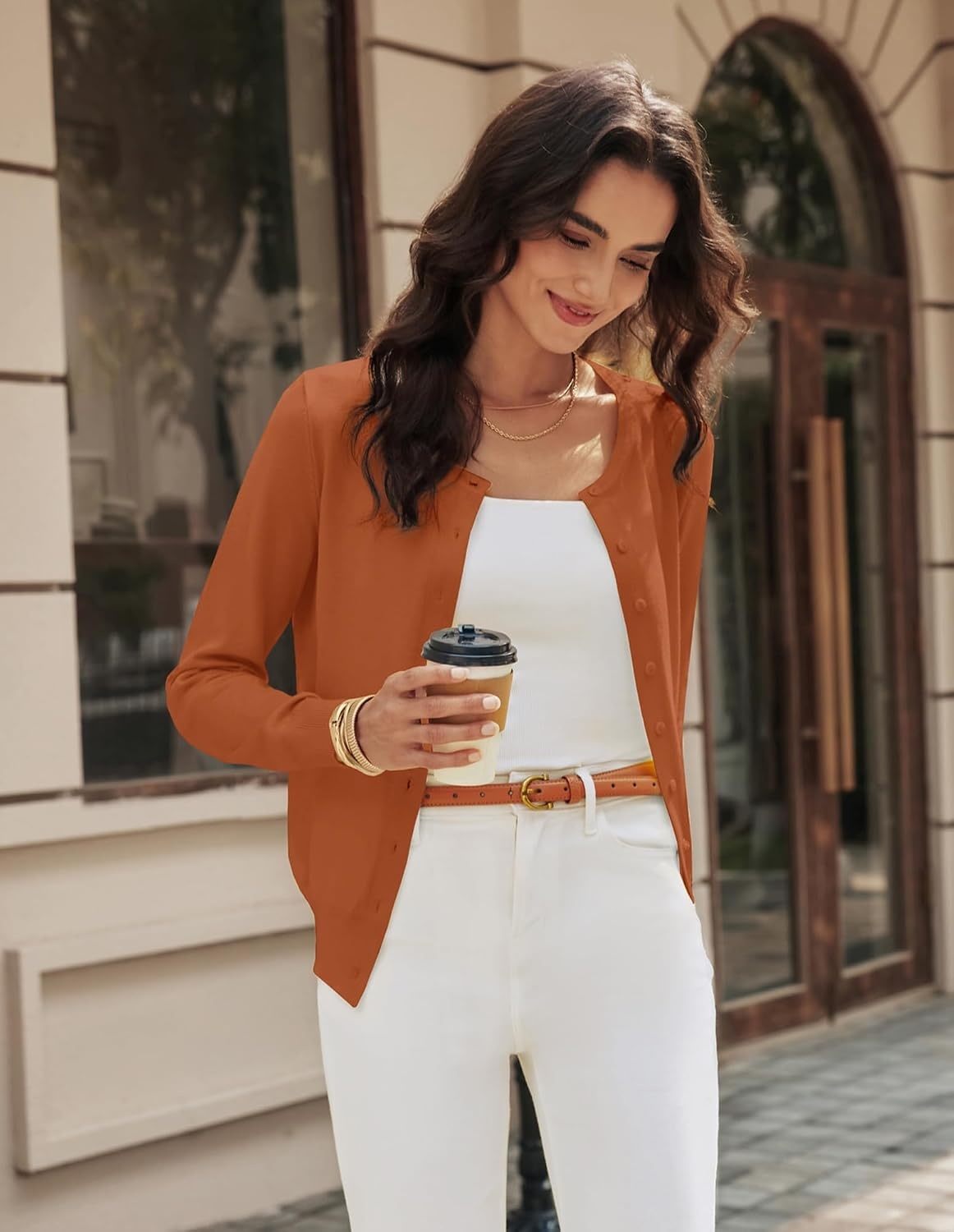 image:imageGRACE KARIN Knit Cardigan Sweaters for Women Lightweight Fall Outfits 2026Bright Orange