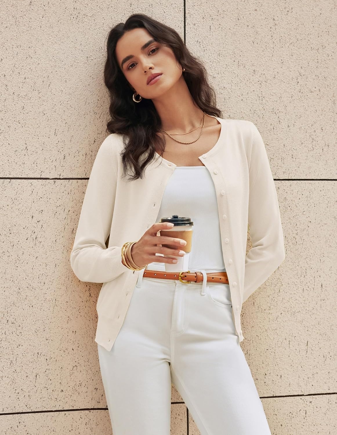 image:imageGRACE KARIN Knit Cardigan Sweaters for Women Lightweight Fall Outfits 2026Cream