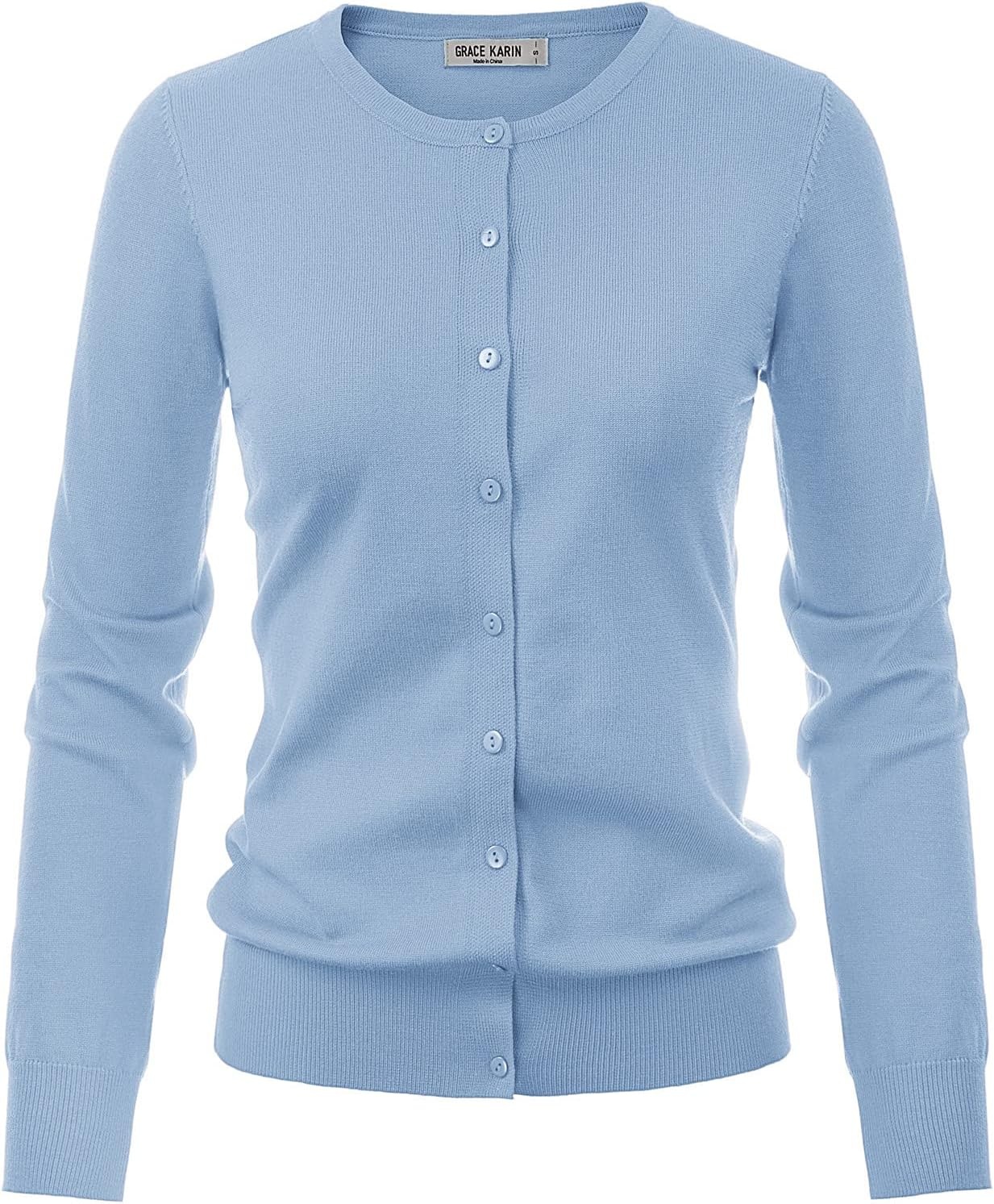 image:imageGRACE KARIN Knit Cardigan Sweaters for Women Lightweight Fall Outfits 2026Light Blue