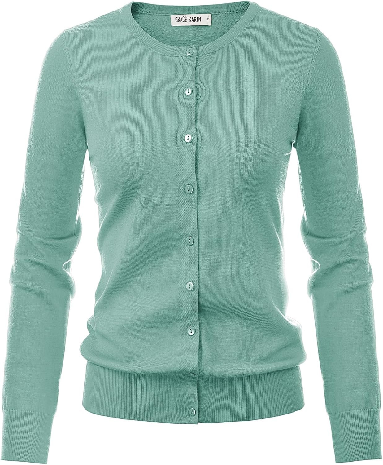 image:imageGRACE KARIN Knit Cardigan Sweaters for Women Lightweight Fall Outfits 2026Mint Blue