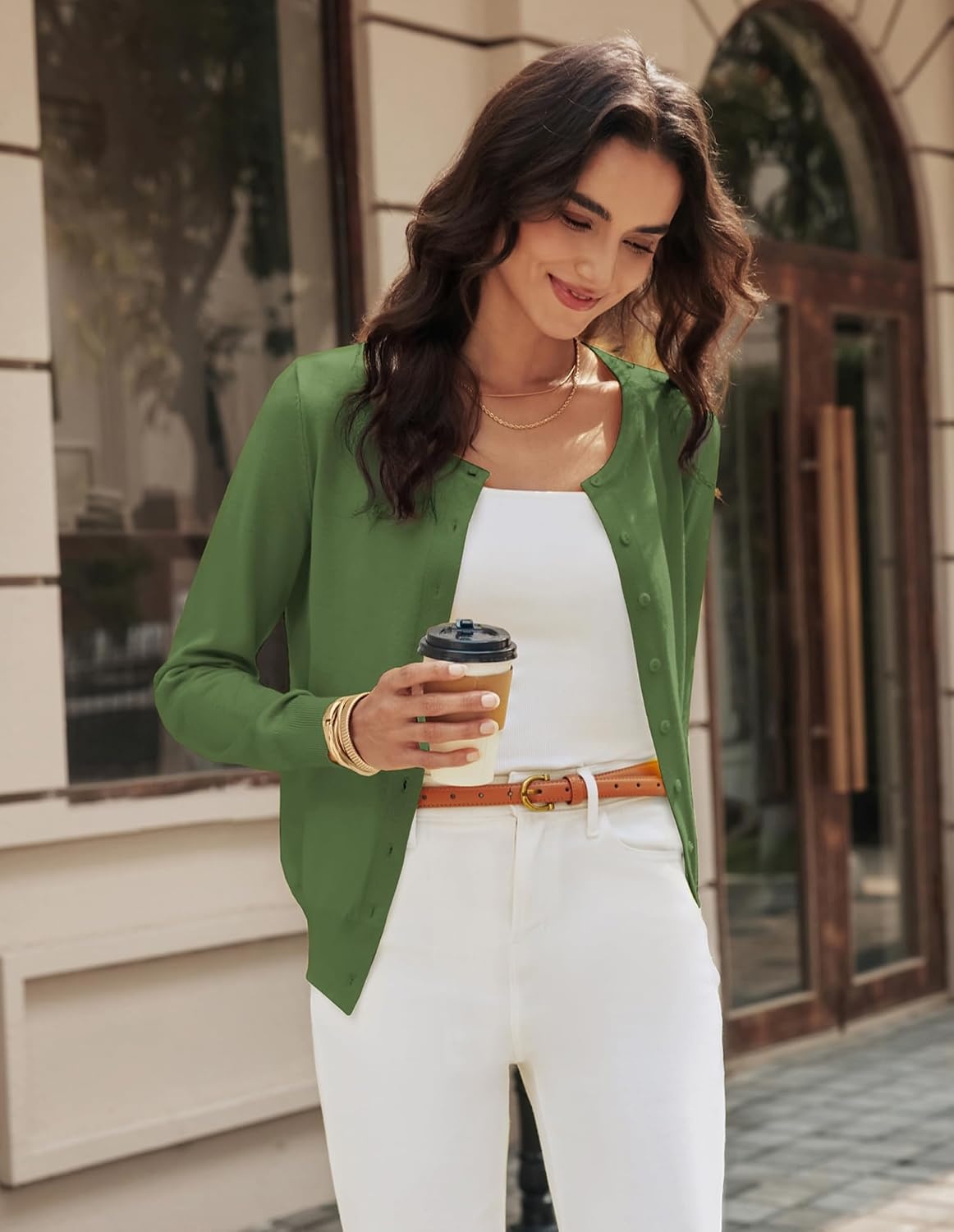 image:imageGRACE KARIN Knit Cardigan Sweaters for Women Lightweight Fall Outfits 2026Moss Green